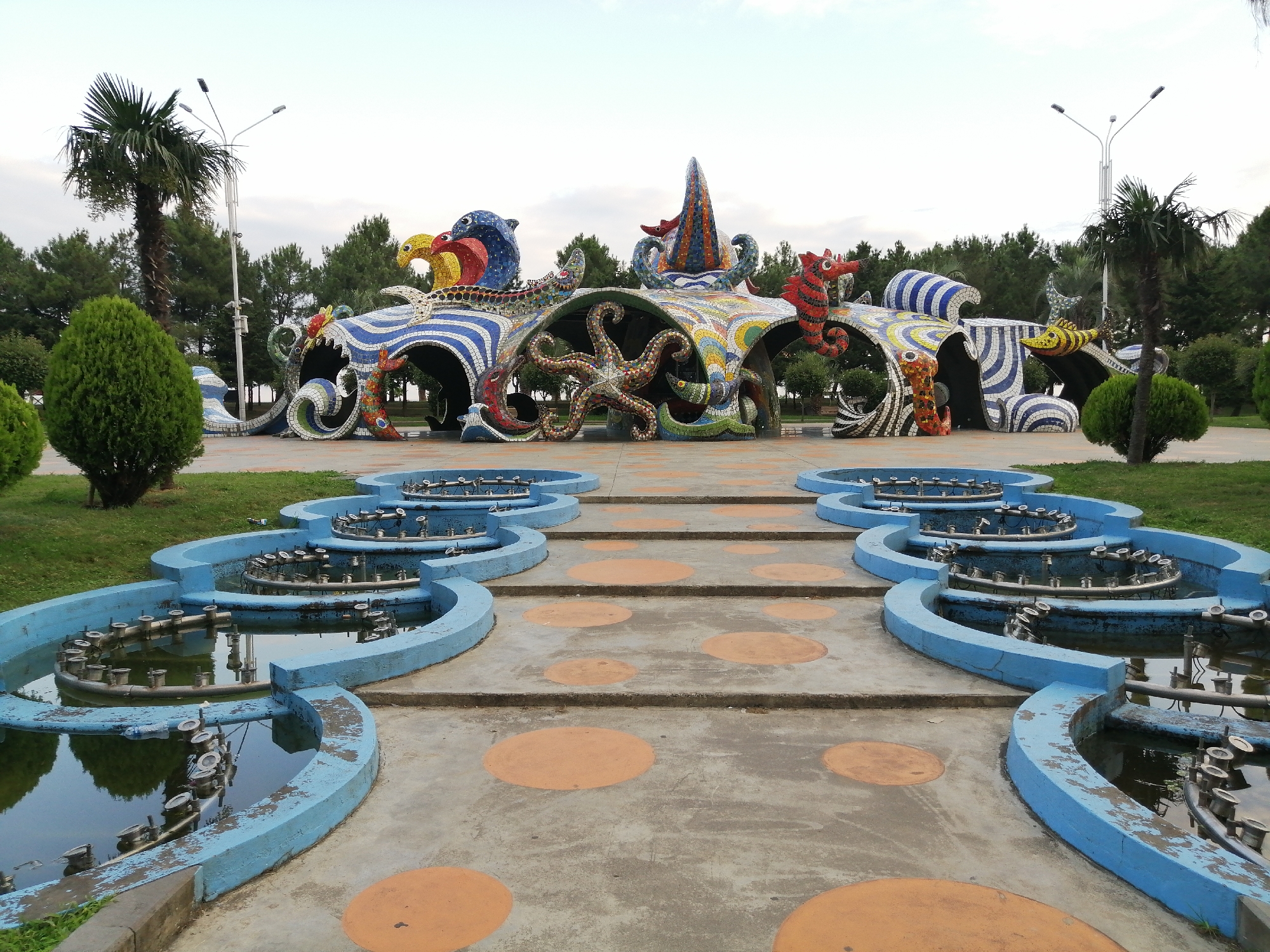 Street-level scenes around Batumi's waterfront and city center