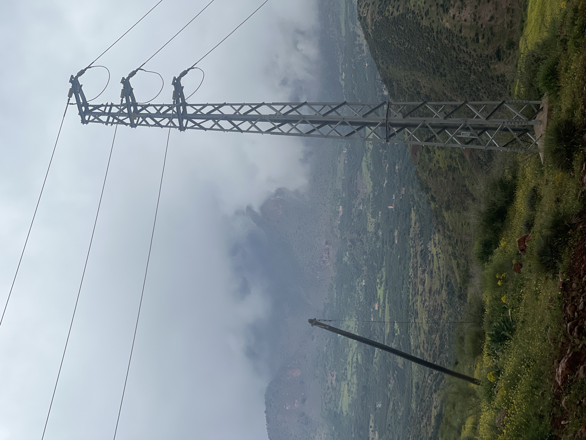 Power line maintenance documented in mountainous Ouaouizert, Morocco