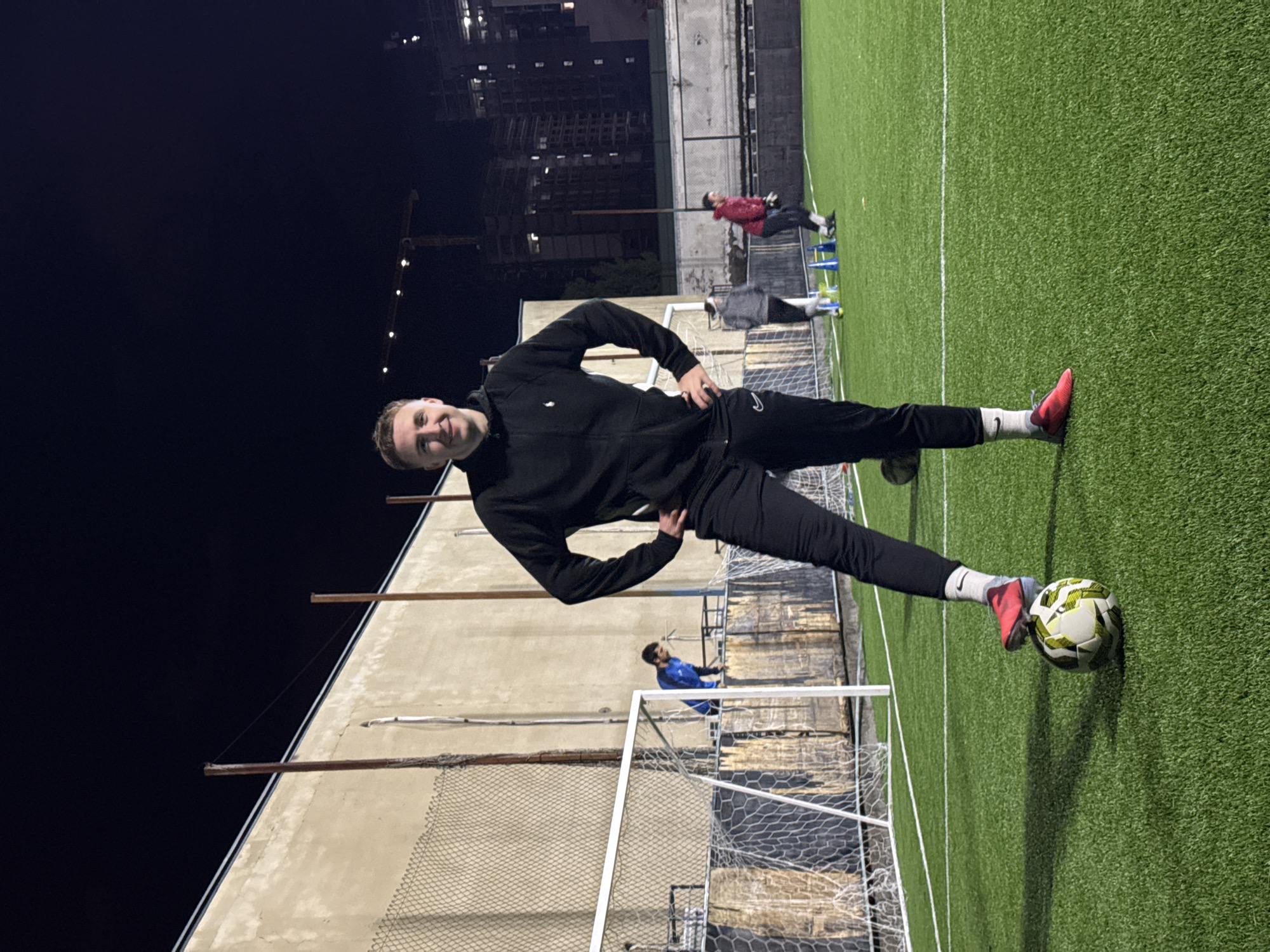 Night soccer pickup game on Tbilisi field