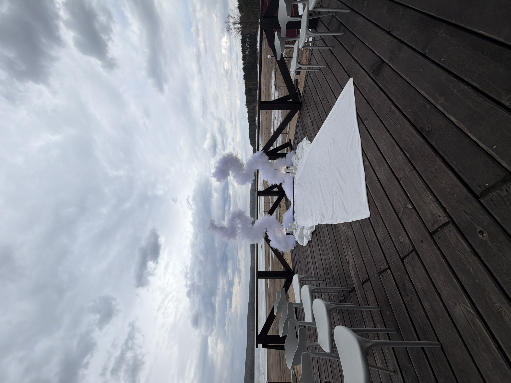 Outdoor wedding ceremony preparations captured in Chaikovsky, Russia