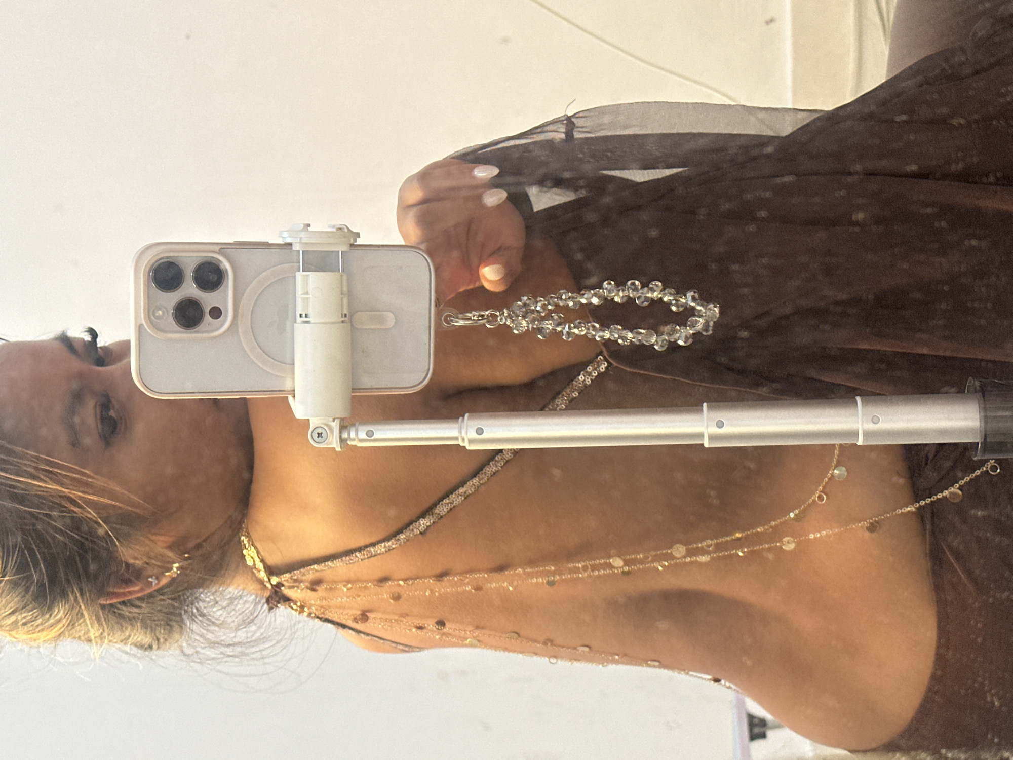 Woman creates social media content in Bali mirror selfie session