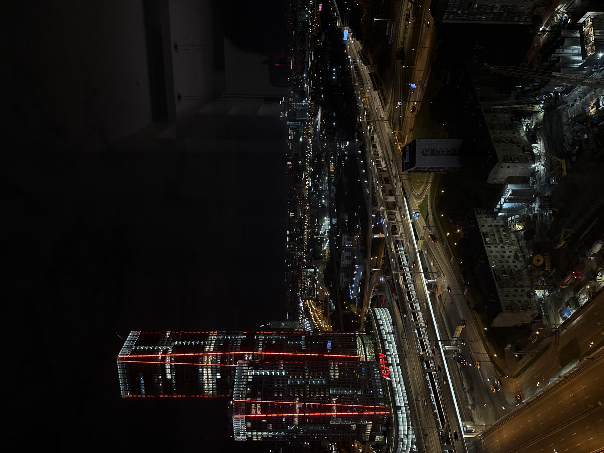 Nighttime cityscape views captured in Khimki, Russia