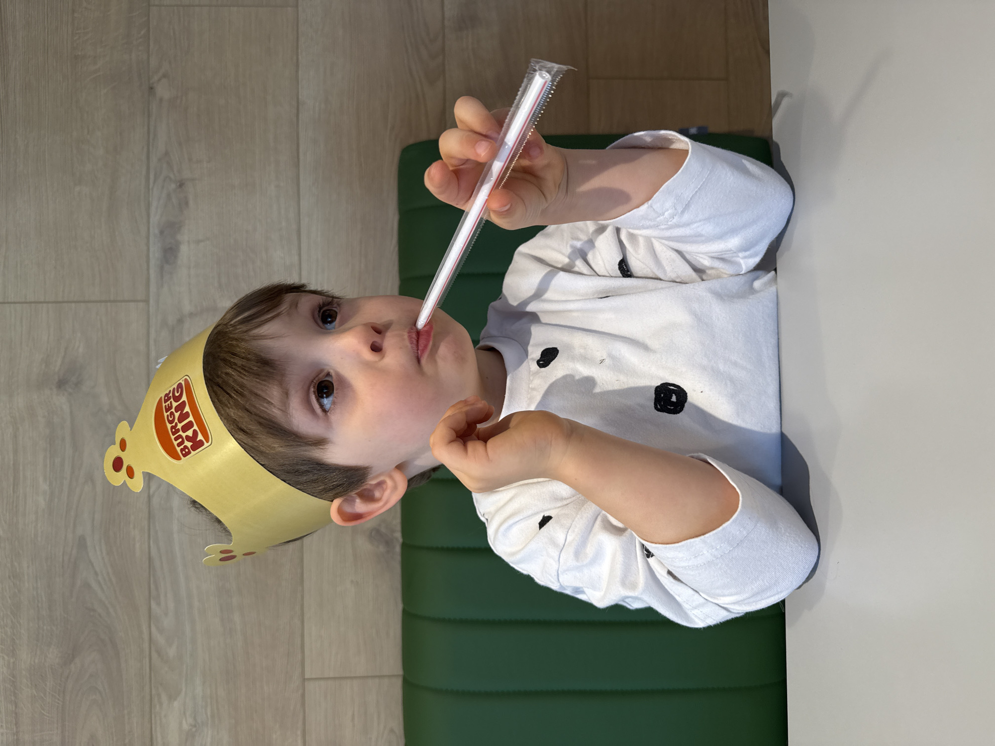Boy in Burger King crown photographed at Montenegro restaurant