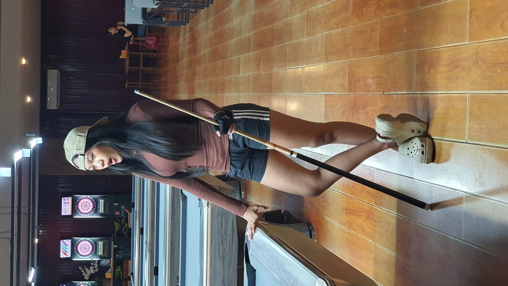 Billiards session at a Kuta Selatan pool hall, cameras rolling