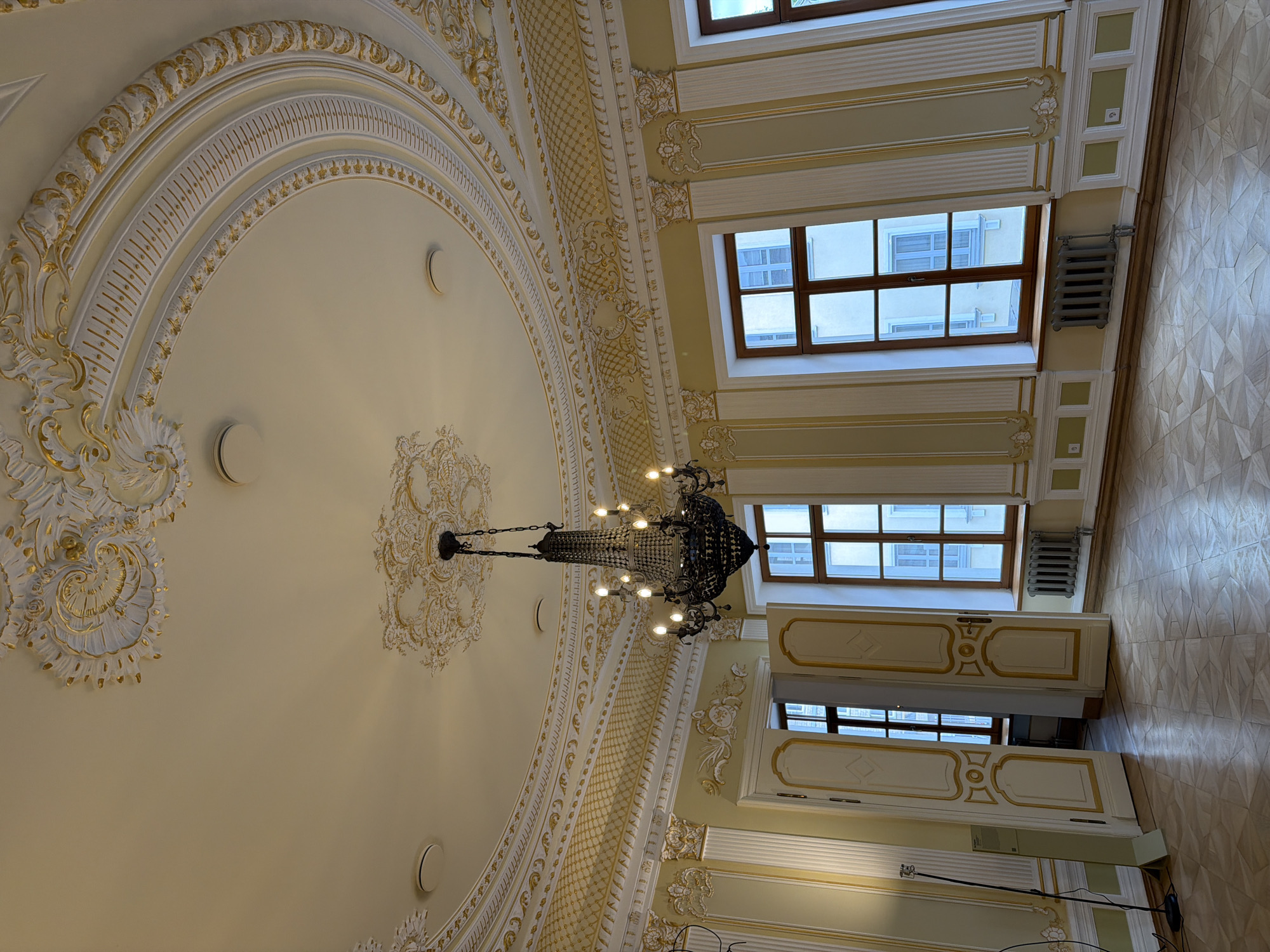 Ornate historic ceiling artwork documented in Moscow building