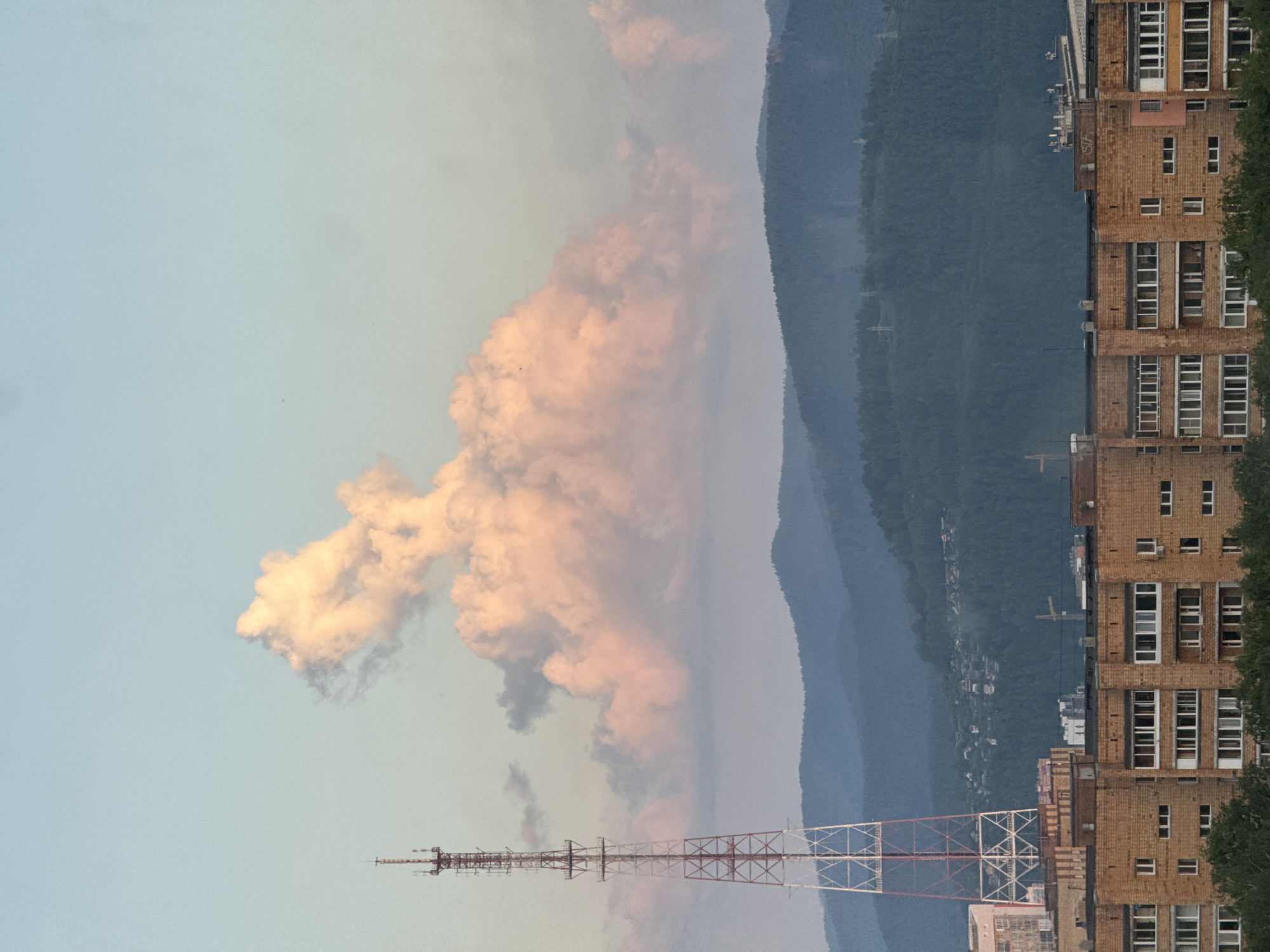 Sphynx cat and city views from Krasnoyarsk apartment