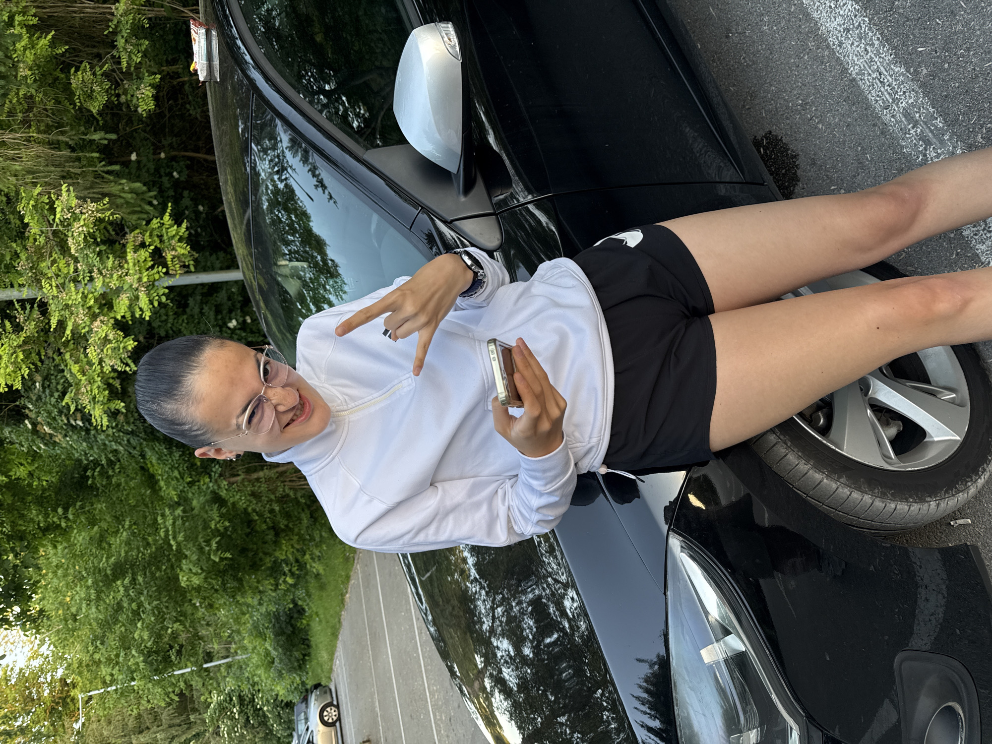 Young people gather for casual photo session in Pleven parking lot