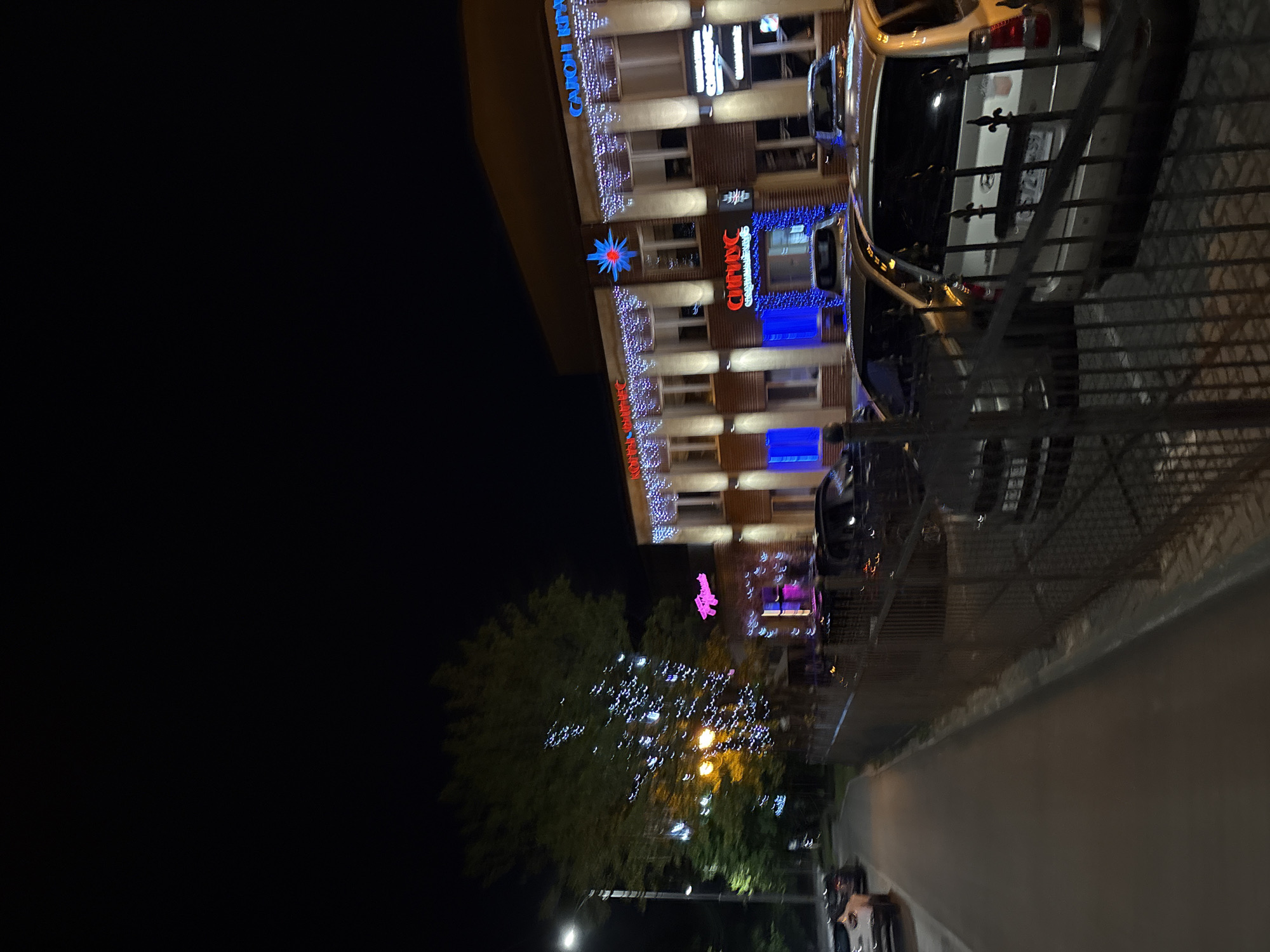 Illuminated building draws evening crowds in Kaliningrad