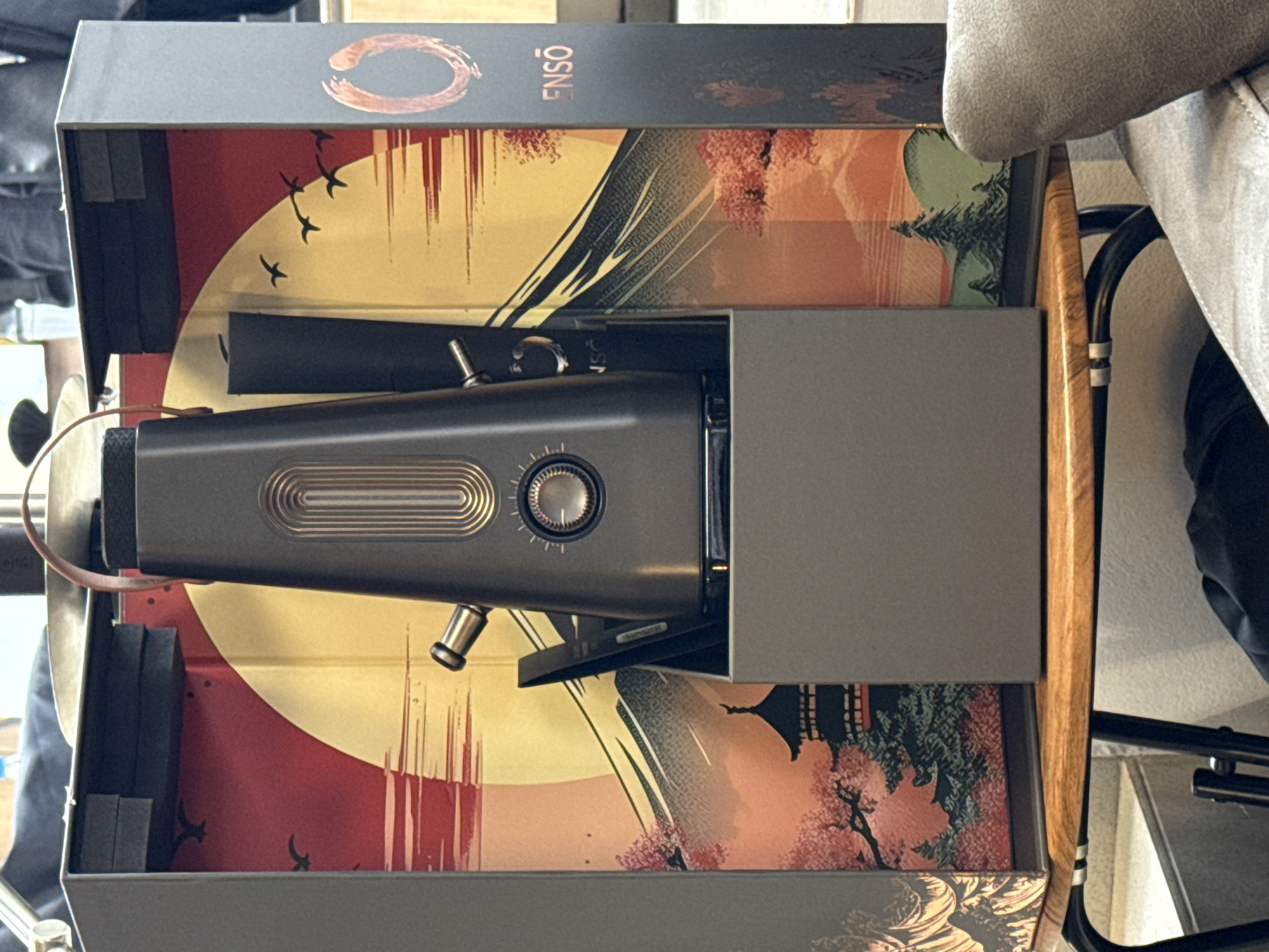 Coffee maker unboxed in Sofia with Japanese-themed packaging