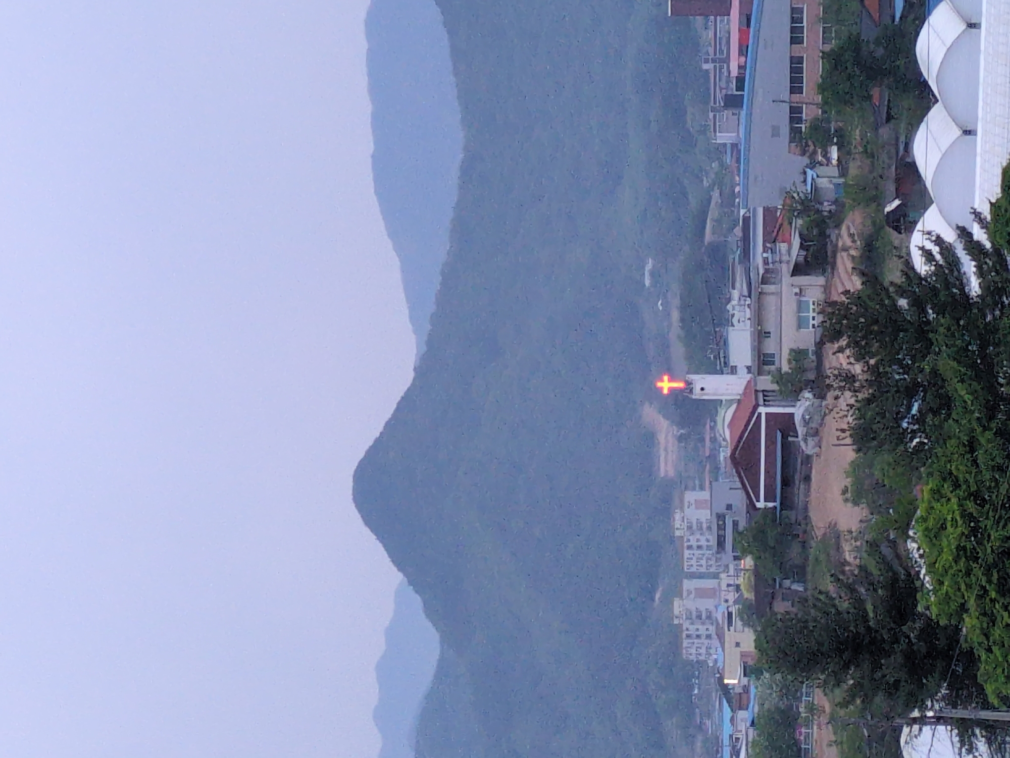 High-speed train observed crossing bridges in mountainous Iwon, South Korea
