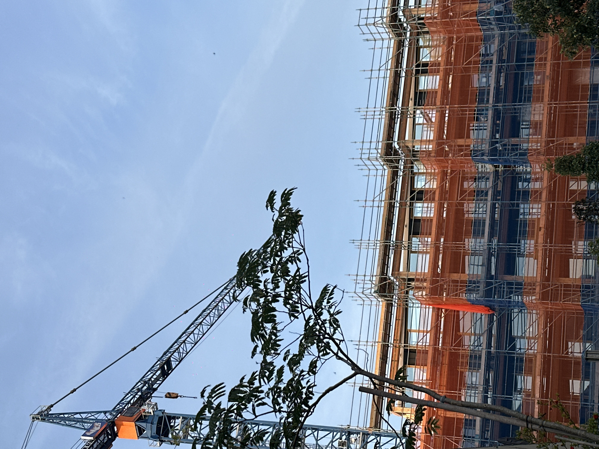 Amsterdam residential construction site and surrounding neighborhood