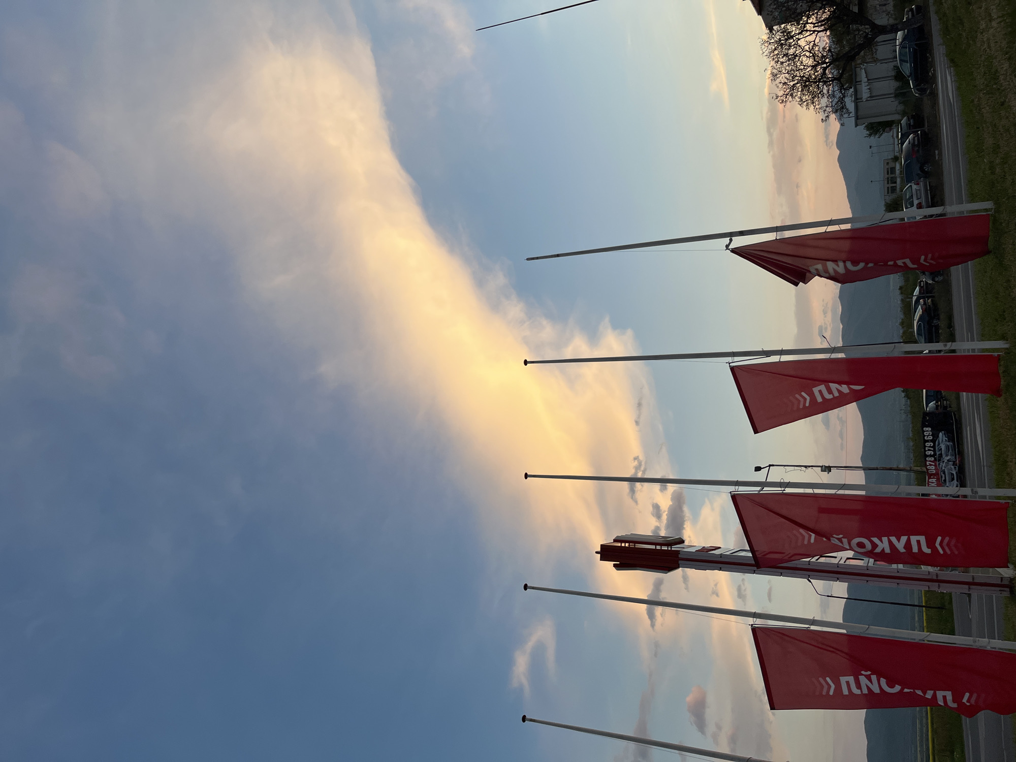 Red Cyrillic flags observed flying in Sopot, Bulgaria