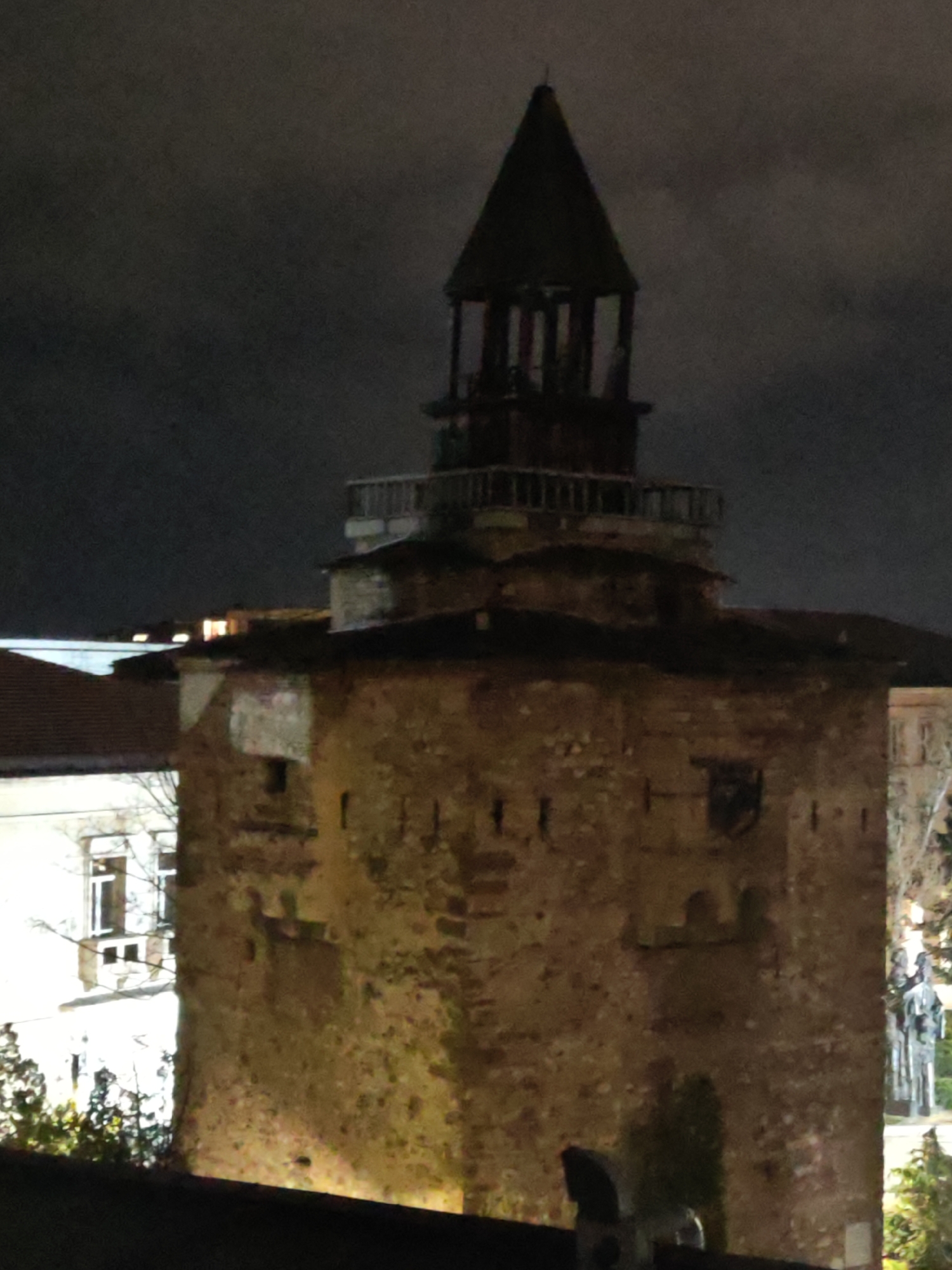 Medieval Vratsa Tower captured at night in Bulgaria
