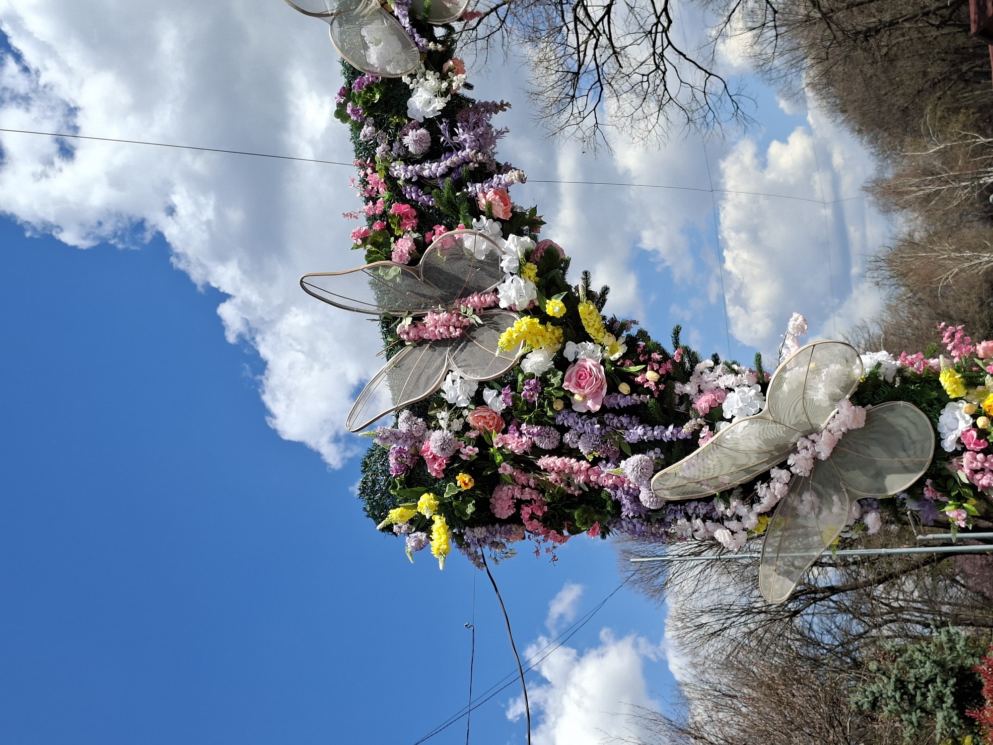 Colorful floral archway spotted in Shumen, Bulgaria