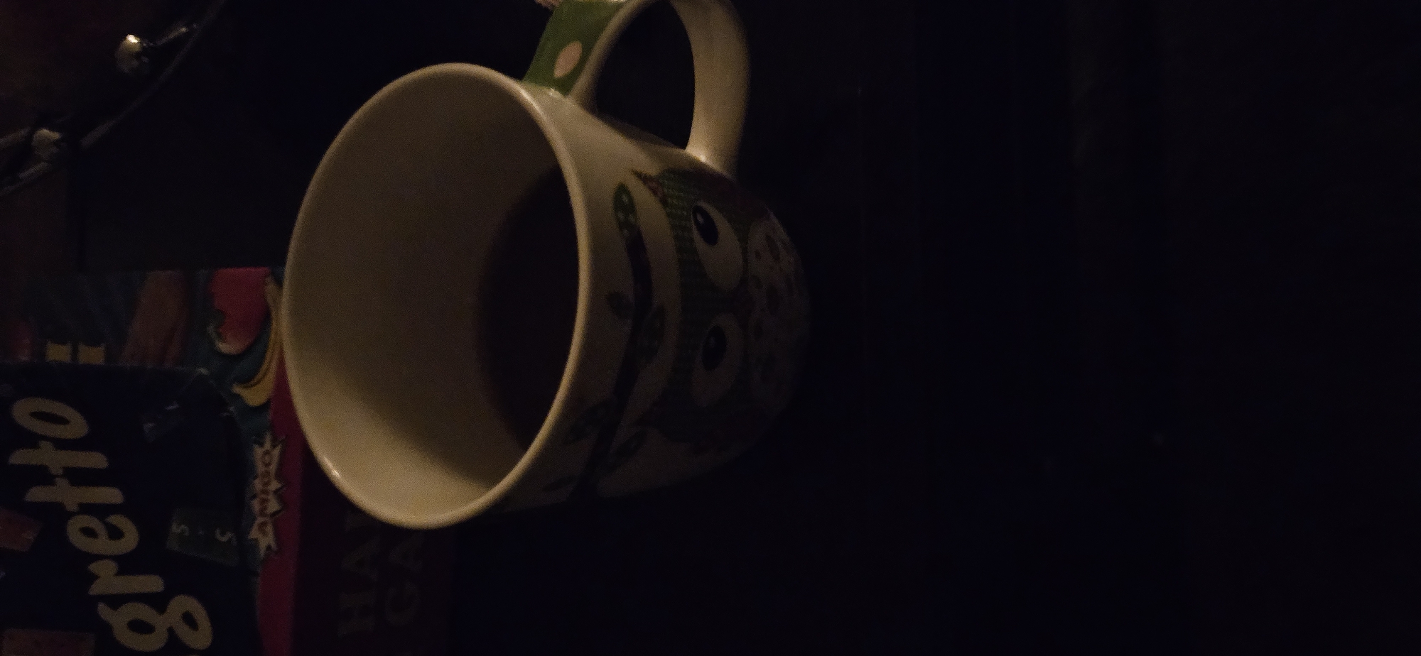 Late-night coffee mug with monster design spotted in Gütersloh
