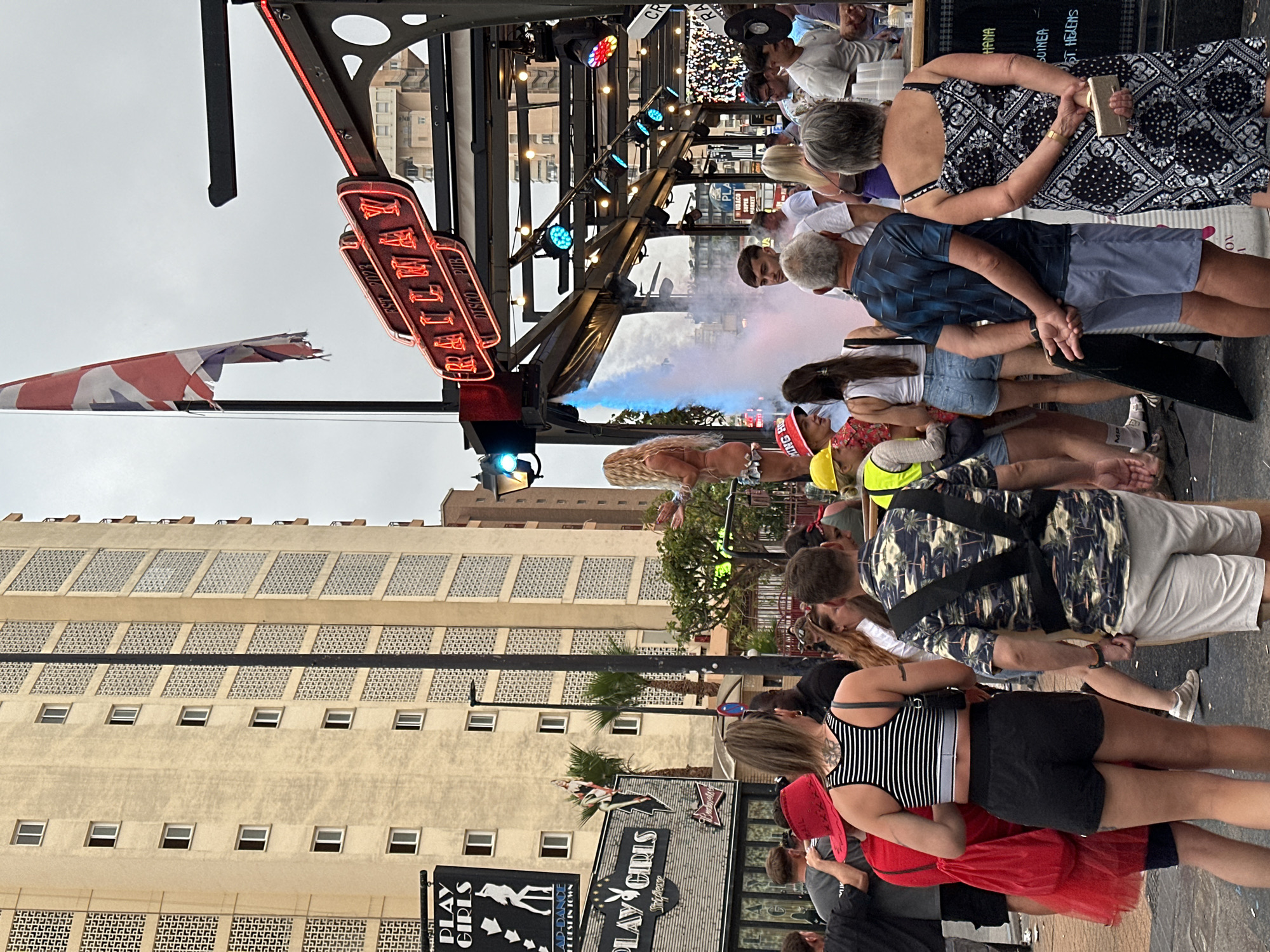 Evening crowd gathers at Benidorm entertainment venue