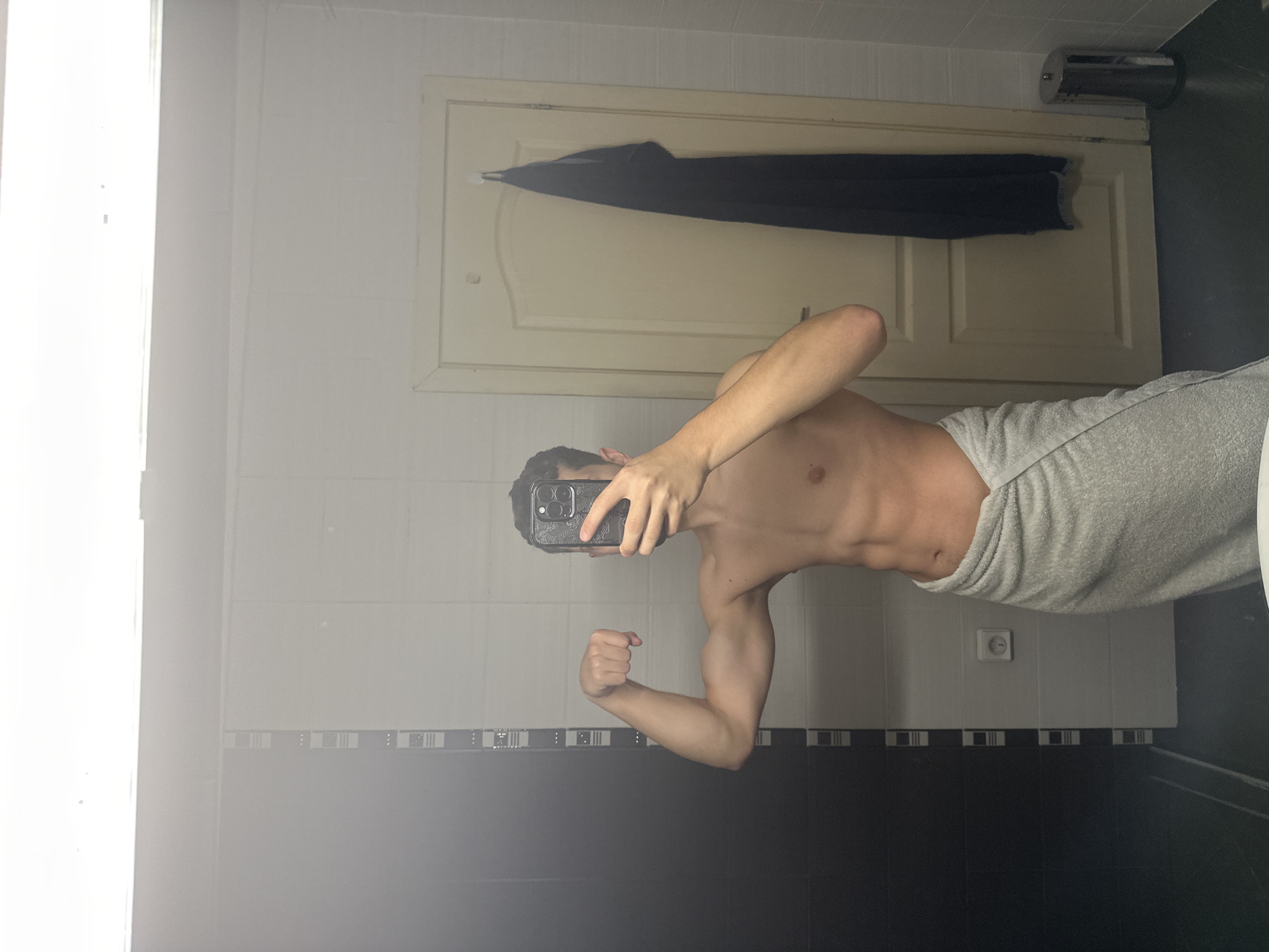 Young man's morning routine captured across bathroom selfies, restaurant dining