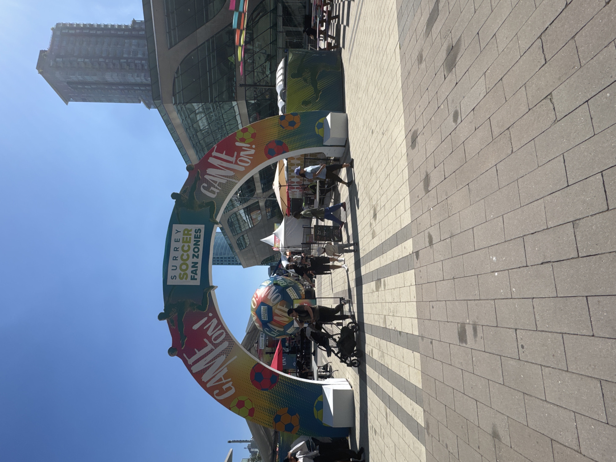 Surrey City Hall hosts a lively outdoor soccer fan zone