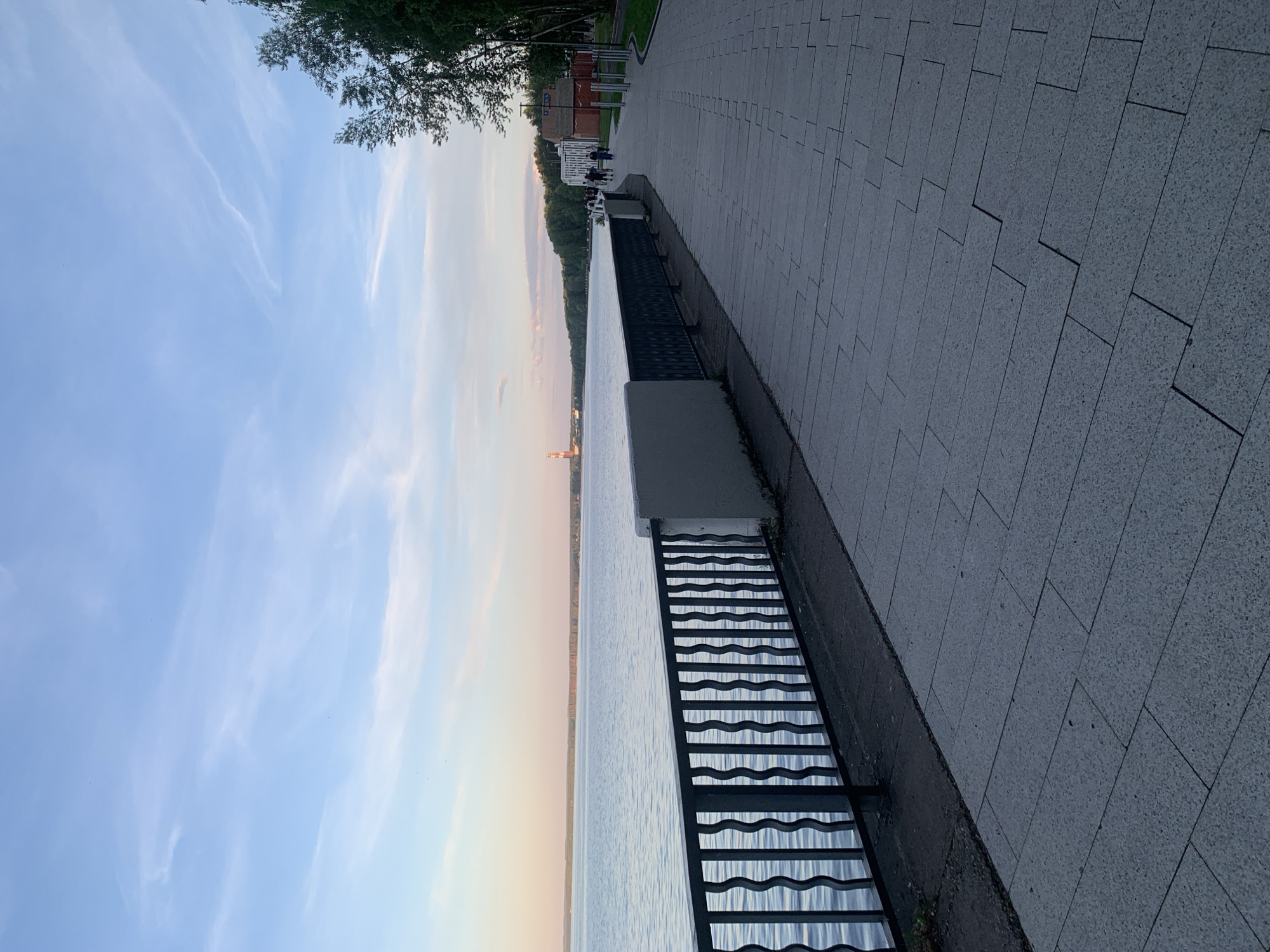 Golden hour on the Kama River promenade in Chaikovsky