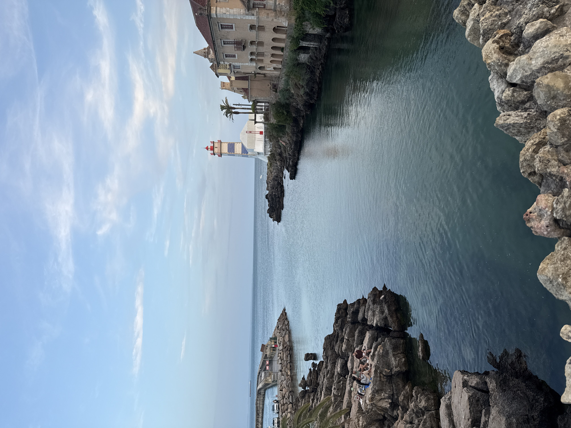 Sunset evening along the Cascais coastline and castle grounds