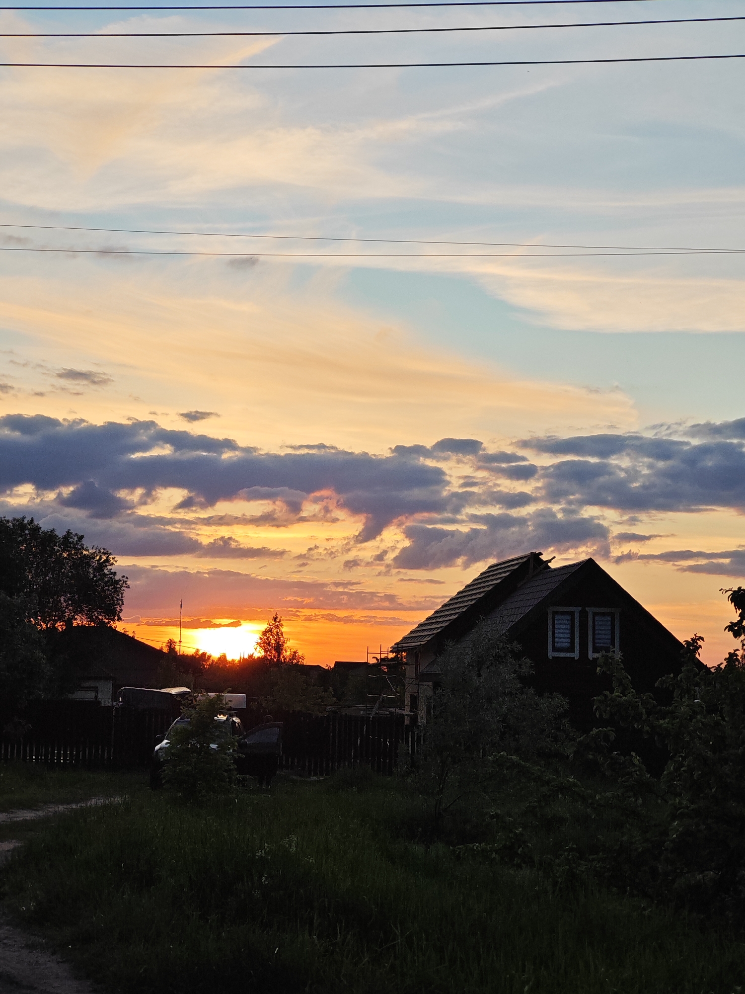 Sunset observed over rural Rybolovo, Russia