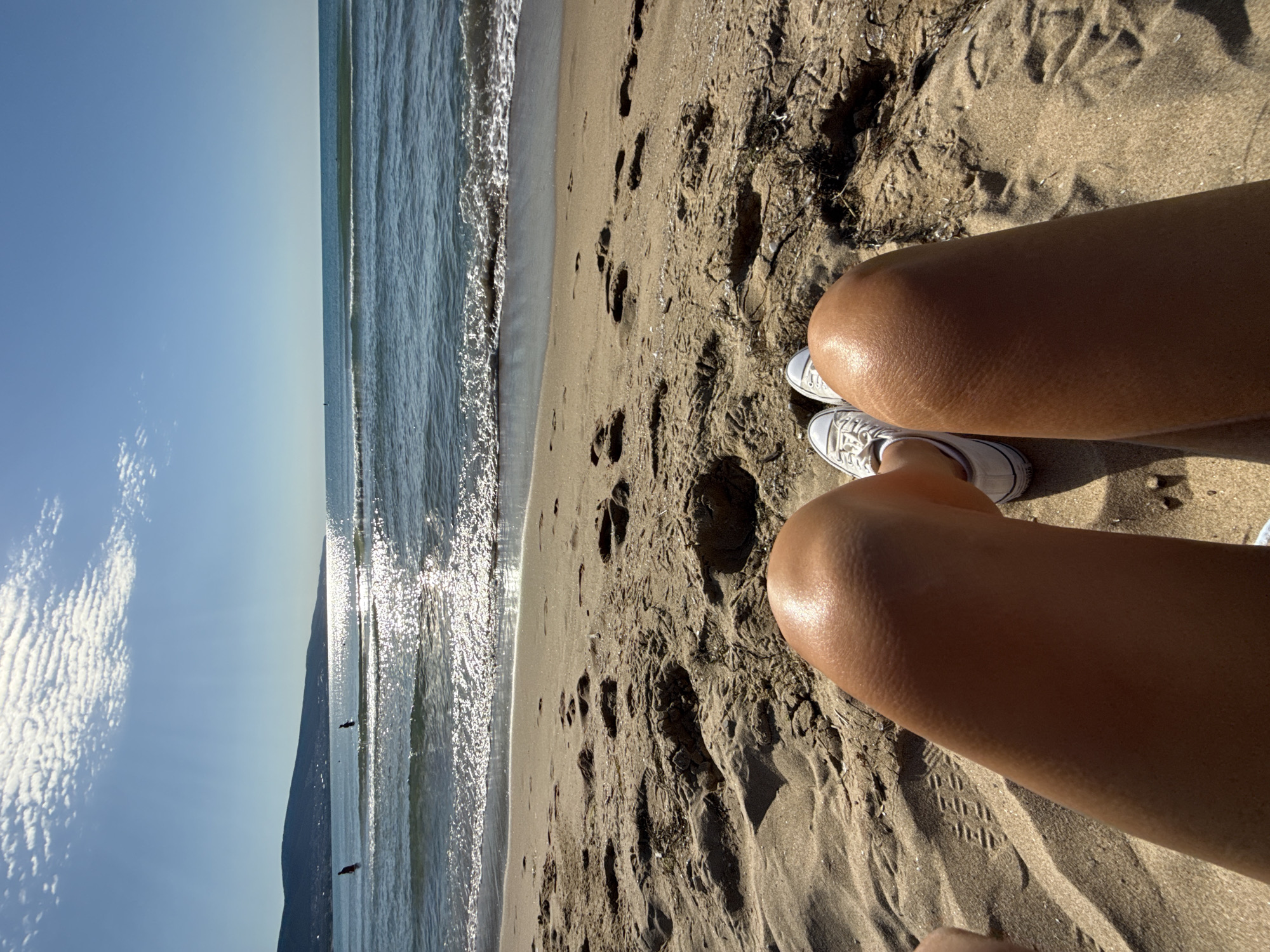 Relaxed morning on the Black Sea beach in Nesebar