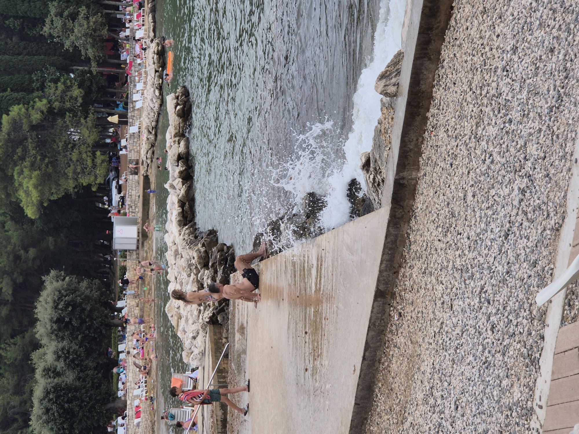 Crowded Croatian beach day along the Istrian coast