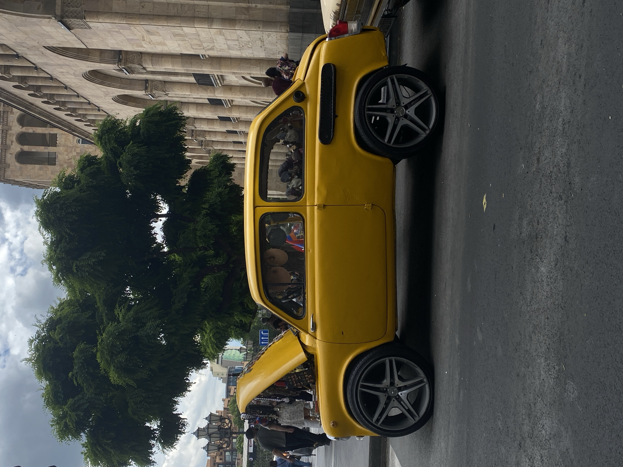 Yellow vintage car turned mobile souvenir shop spotted in Yerevan
