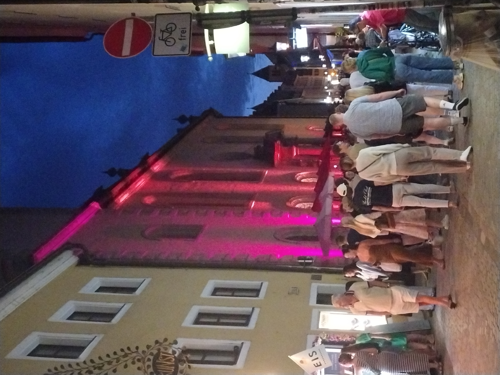 Summer evening crowds around Regensburg Cathedral's old town