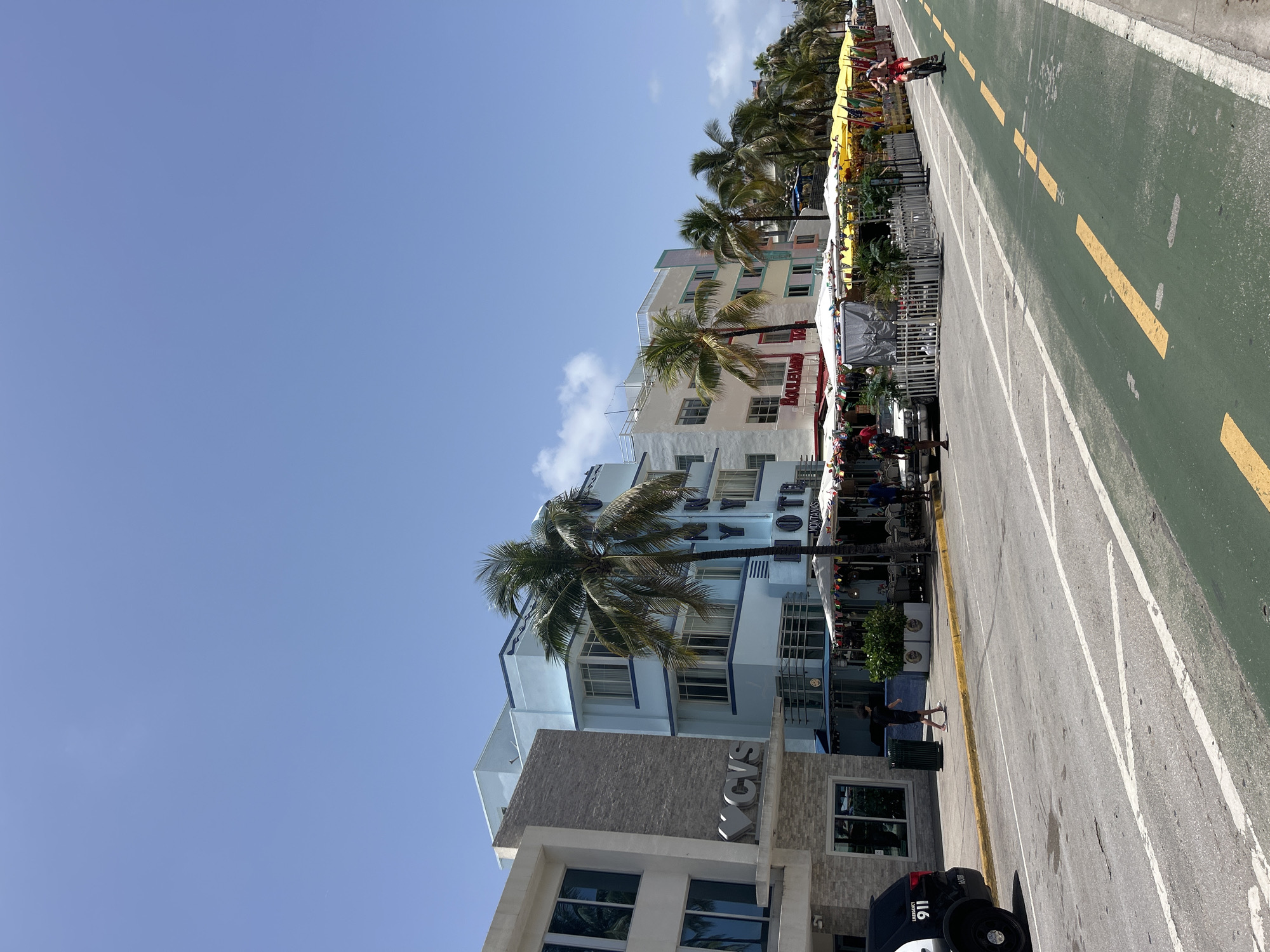 Art Deco streets and a vintage convertible in Miami Beach