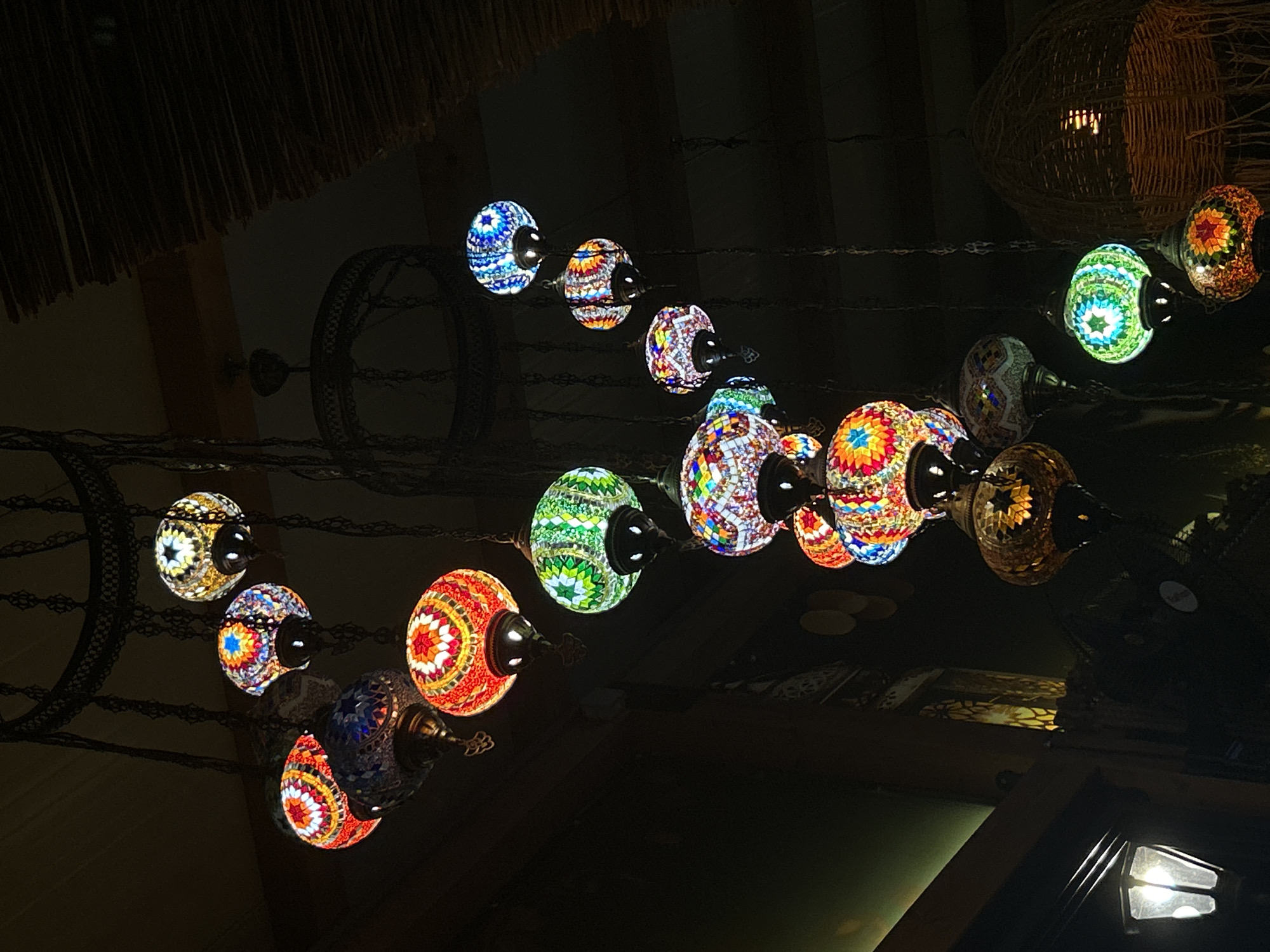 Colorful mosaic lamps illuminate Yambol commercial space