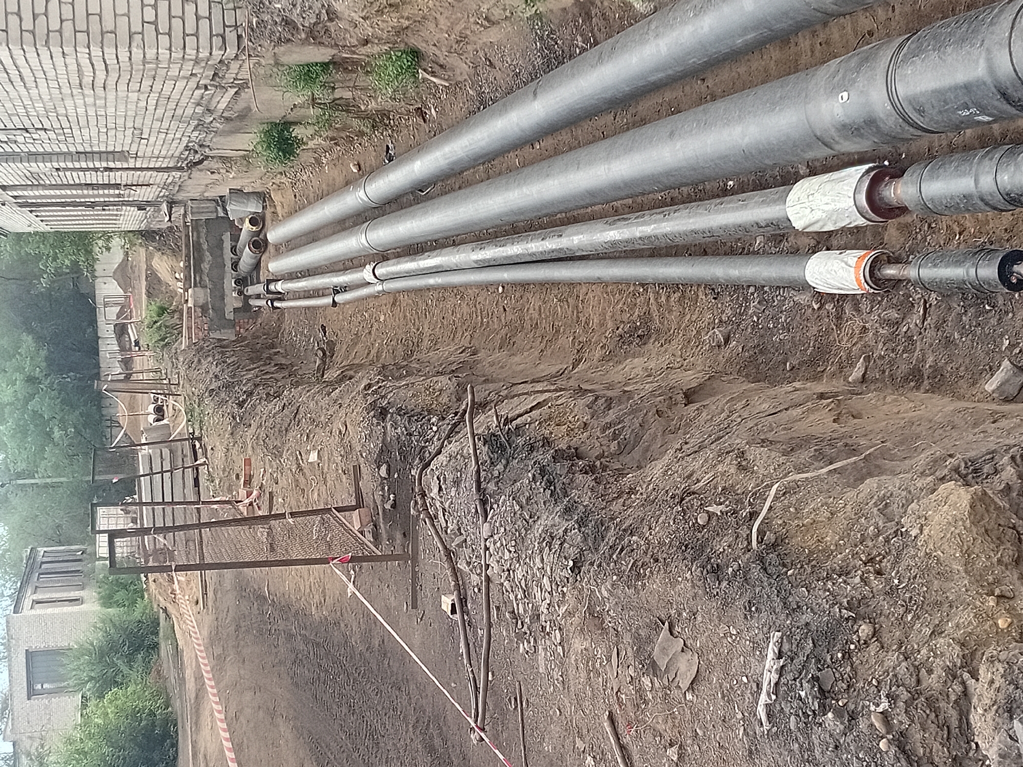 Pipe laying and building construction underway in Semey, Kazakhstan