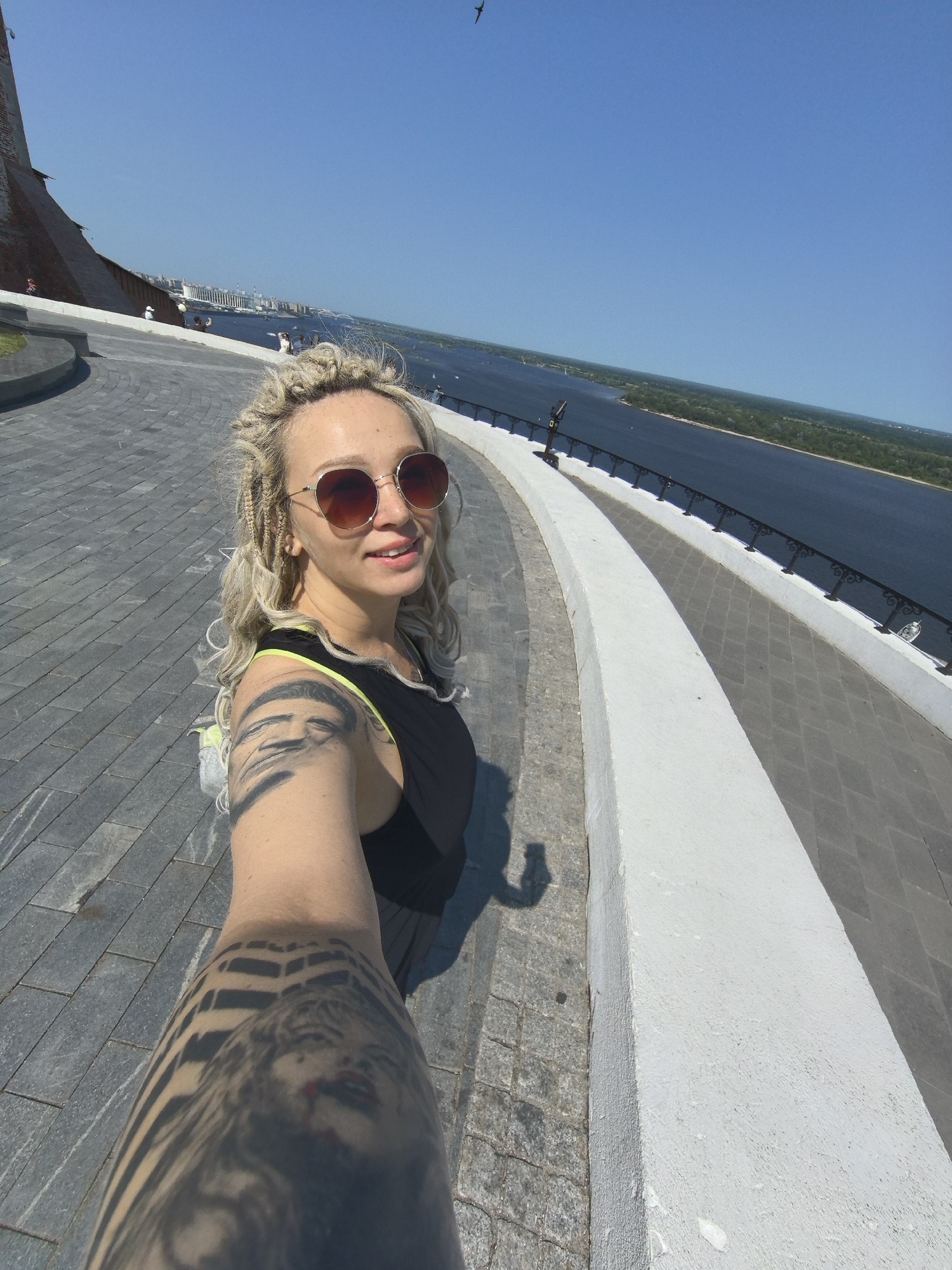 Morning at Nizhny Novgorod's Volga riverbank and Chkalov monument