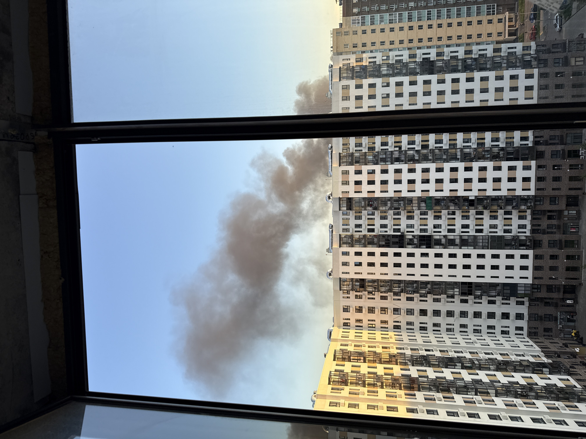 Smoke observed rising from apartment building roof in Lyubertsy