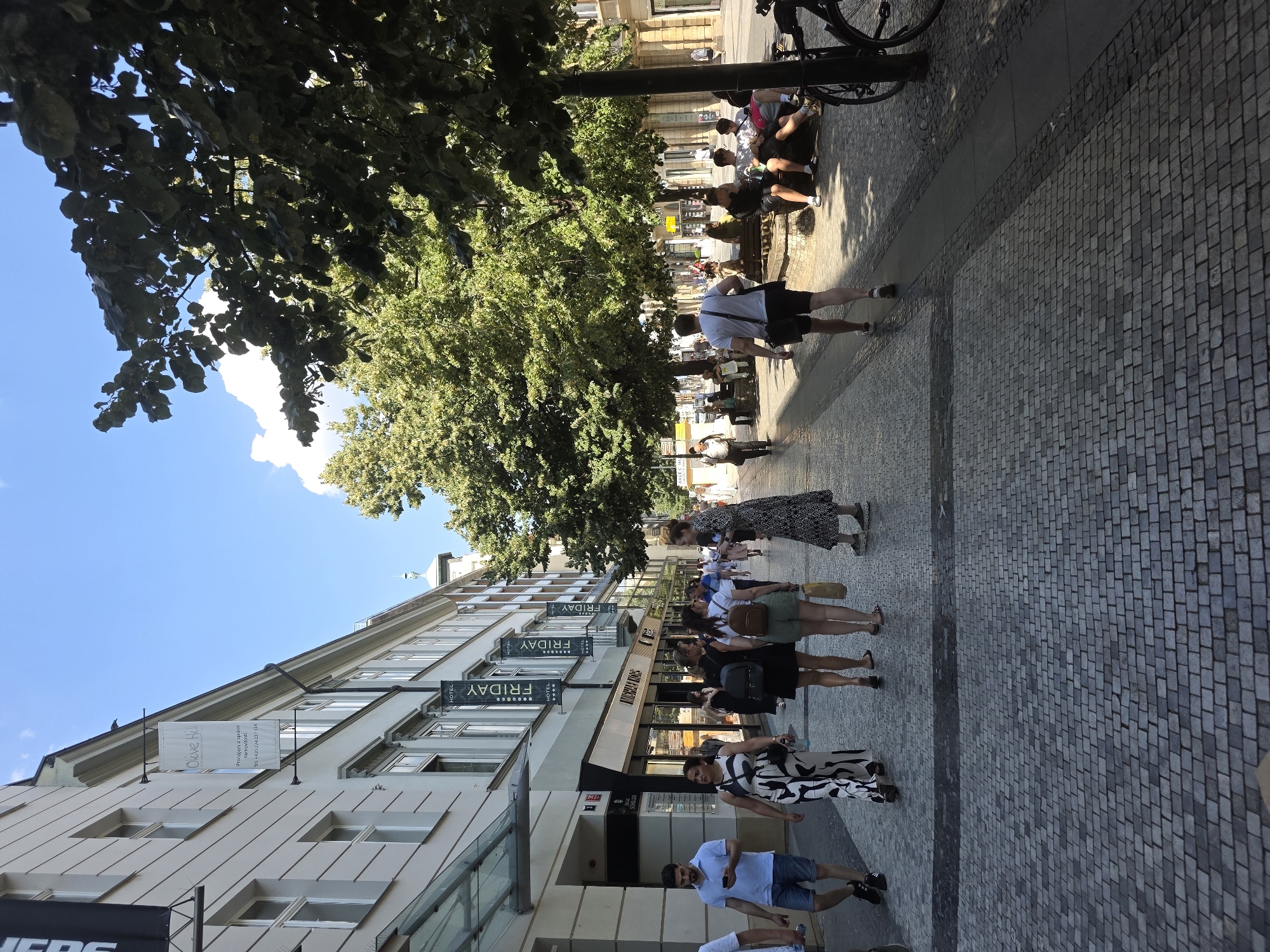 Afternoon stroll through Prague's city center streets and mall
