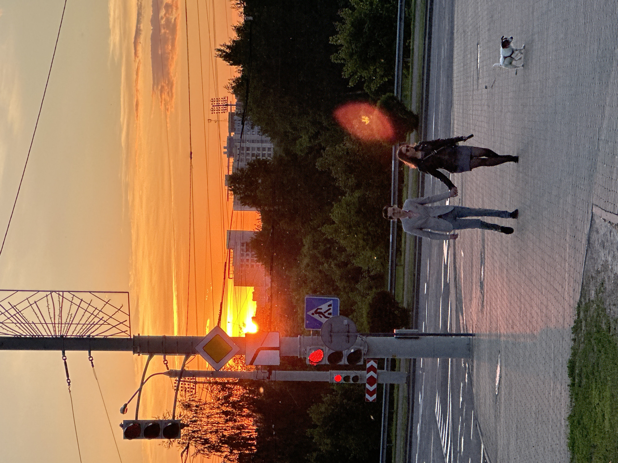 Dramatic sunset documented across multiple Minsk locations during evening hour