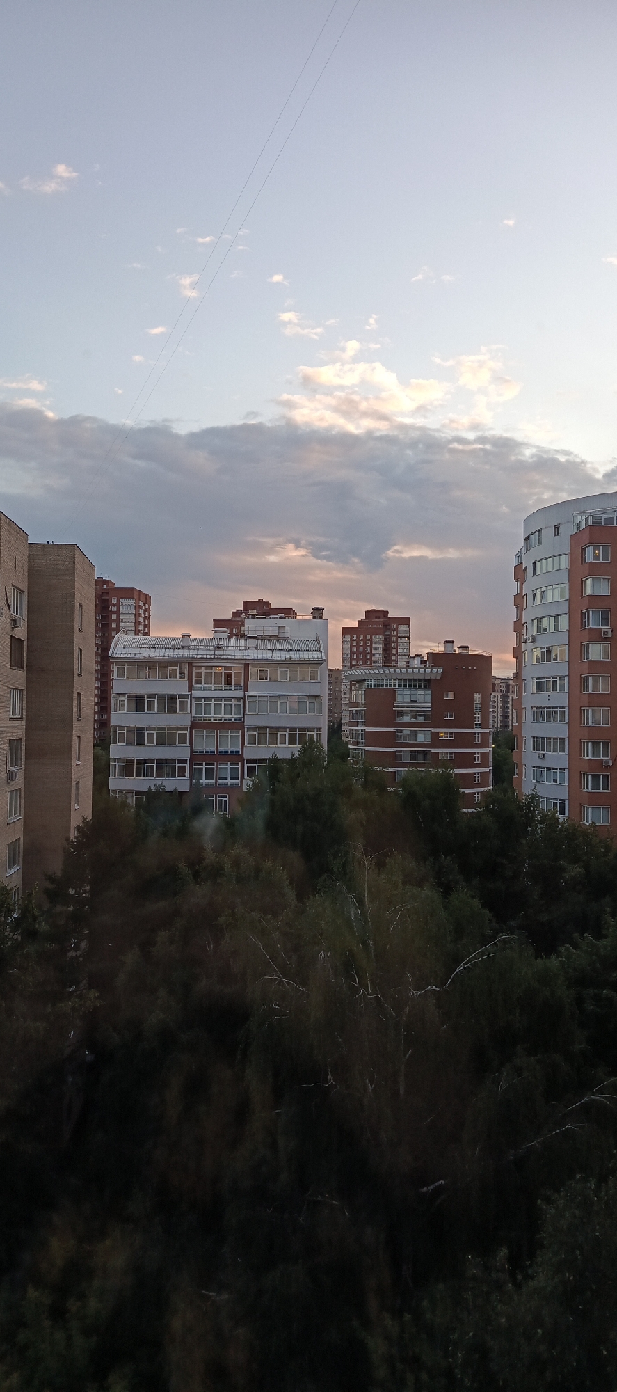 Moscow apartment interior and skyline at dusk