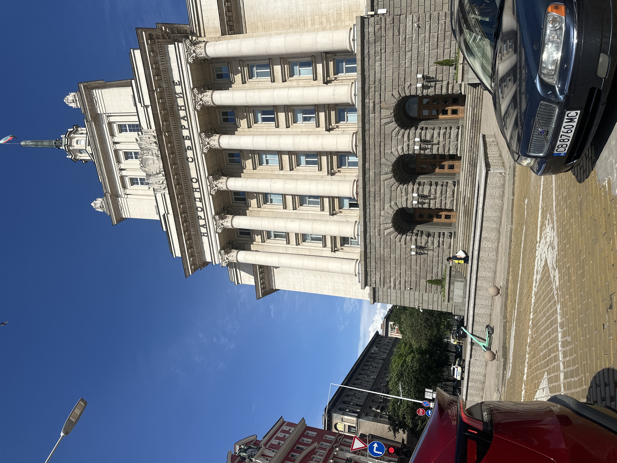 Driving through Sofia past monuments and neoclassical landmarks