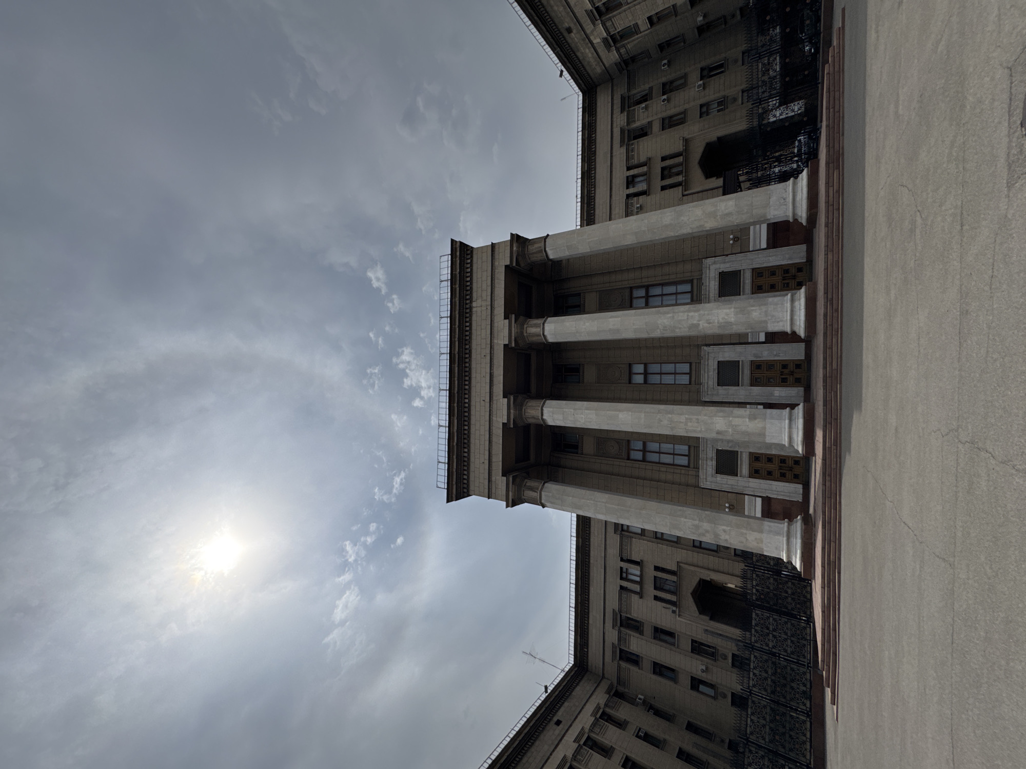 Almaty's neoclassical landmarks and a park fountain, up close