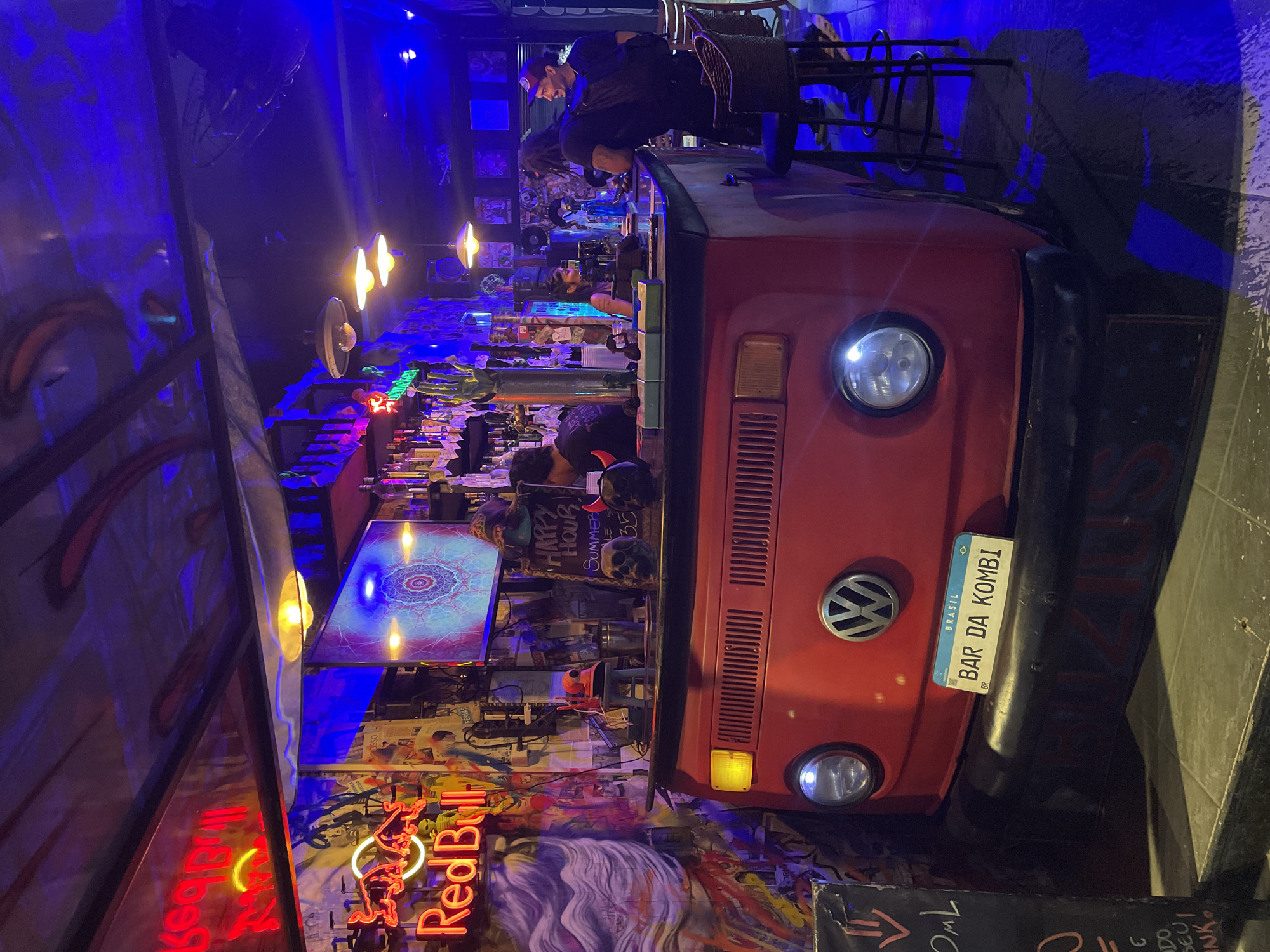 Bar in Brazil features Volkswagen van as counter