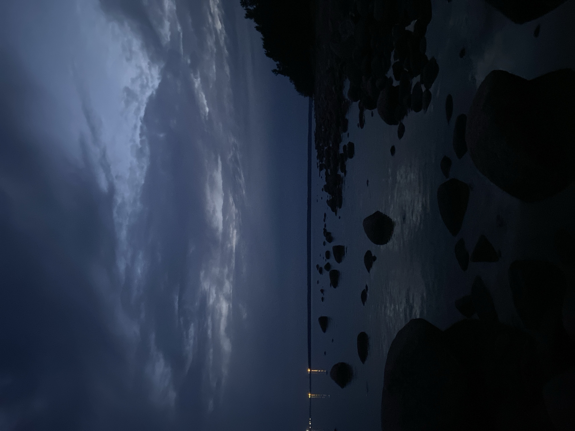 Dusk settles over Gulf of Finland's rocky Yermilovo shore