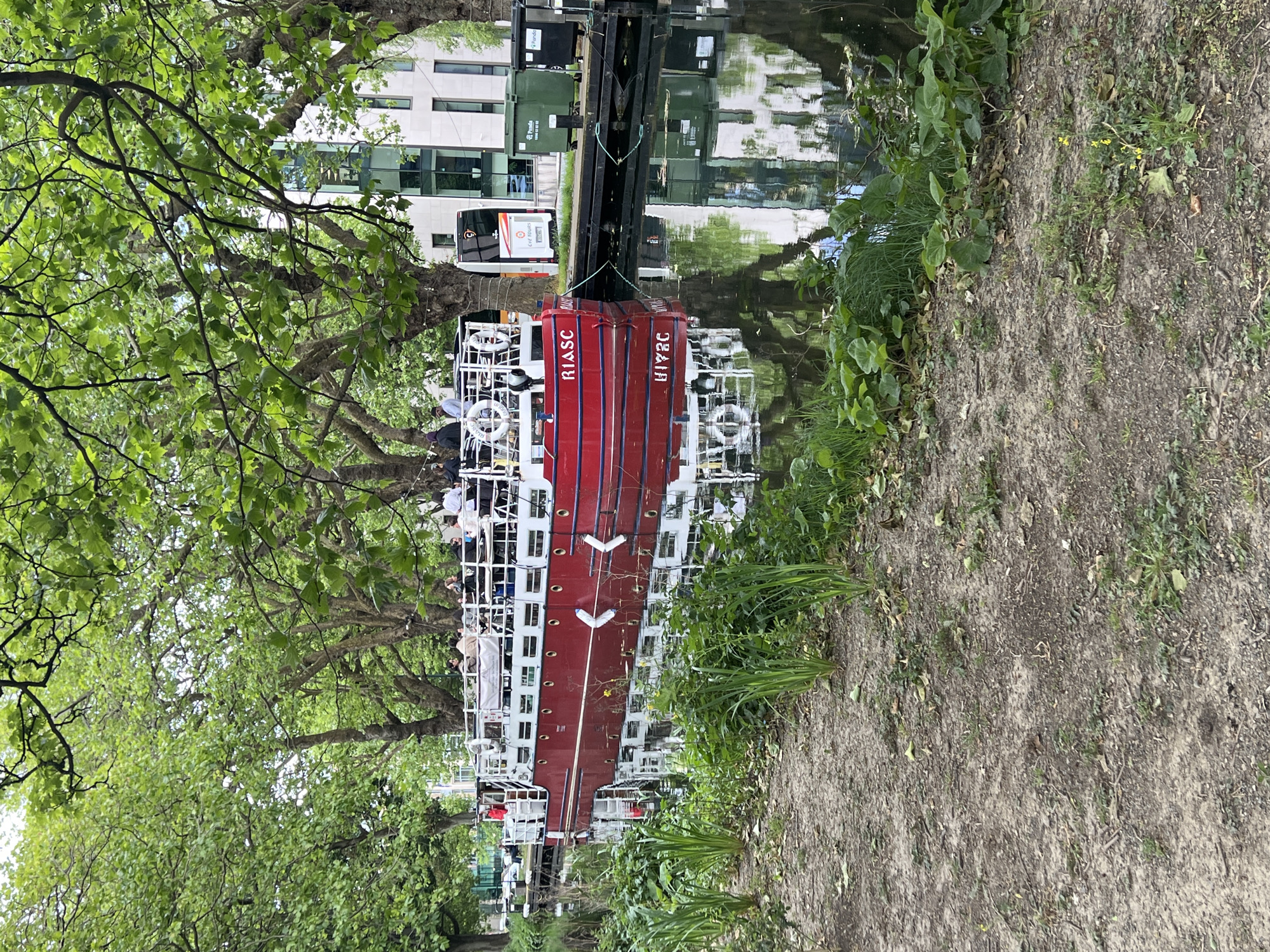 Canal boats and bronze sculptures observed in Dublin waterways