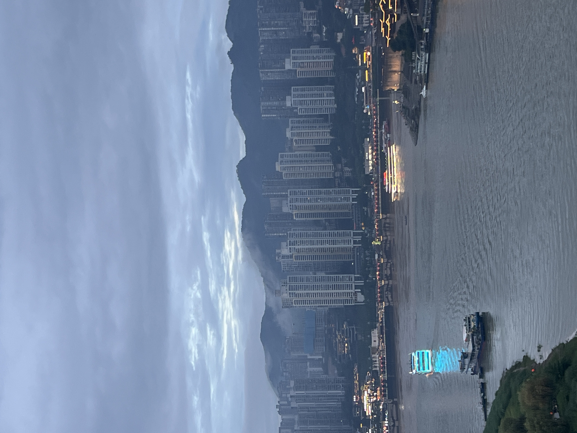 Chongqing's Jiangbeicheng waterfront and skyline at twilight