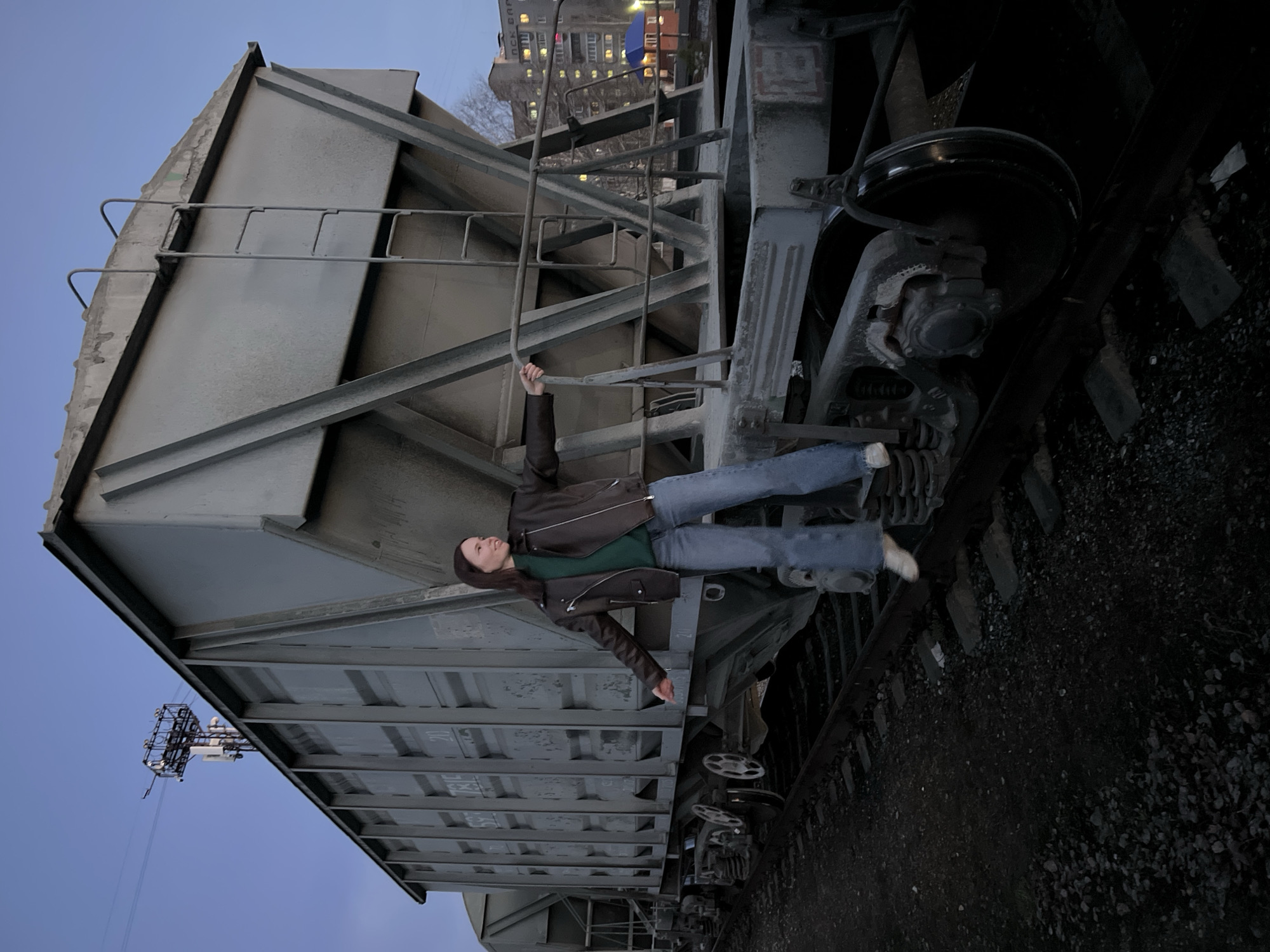 Sunset railway gathering documented in Chaikovsky, Russia