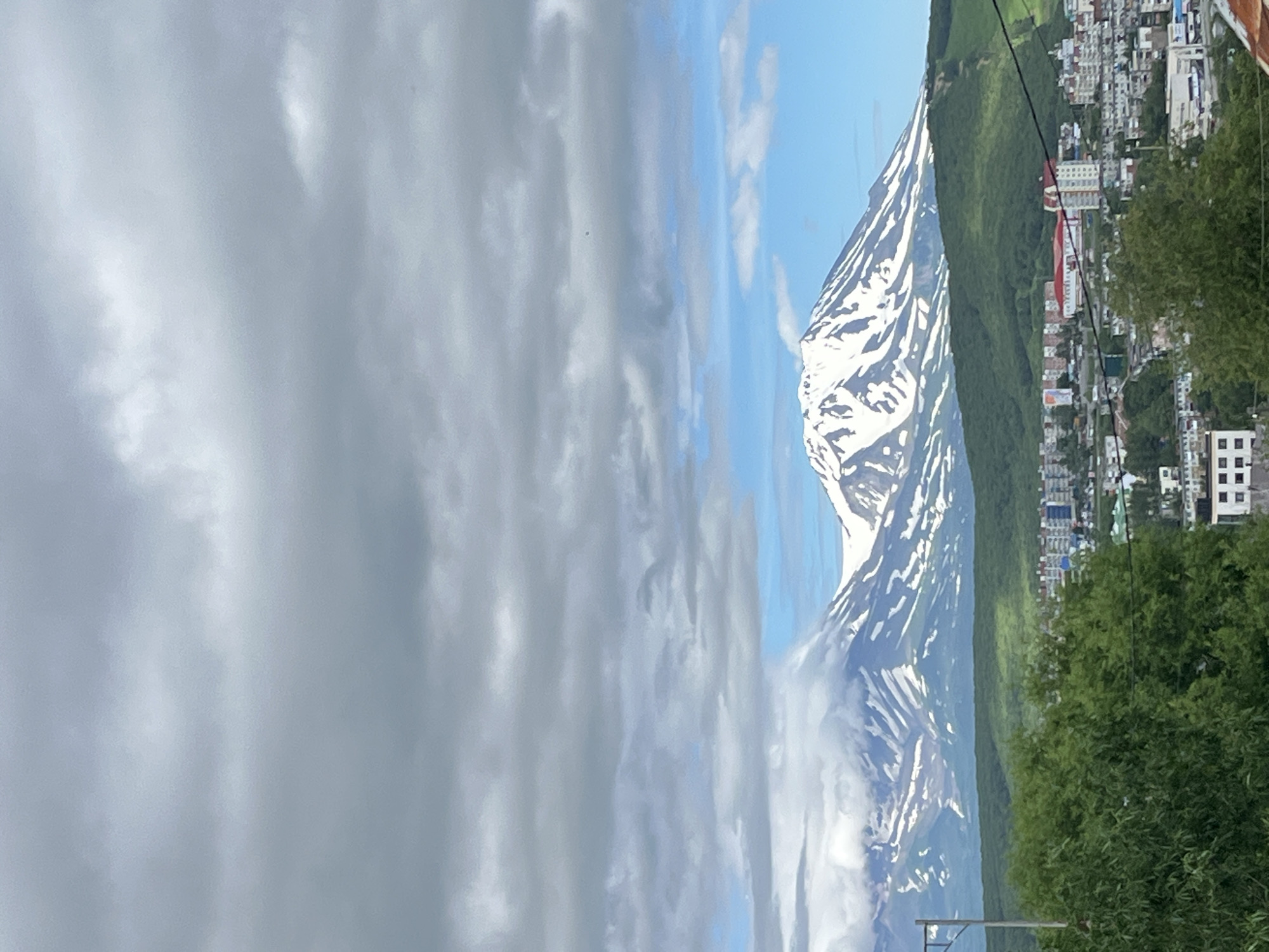 Kamchatka city life with volcanoes dominating every view