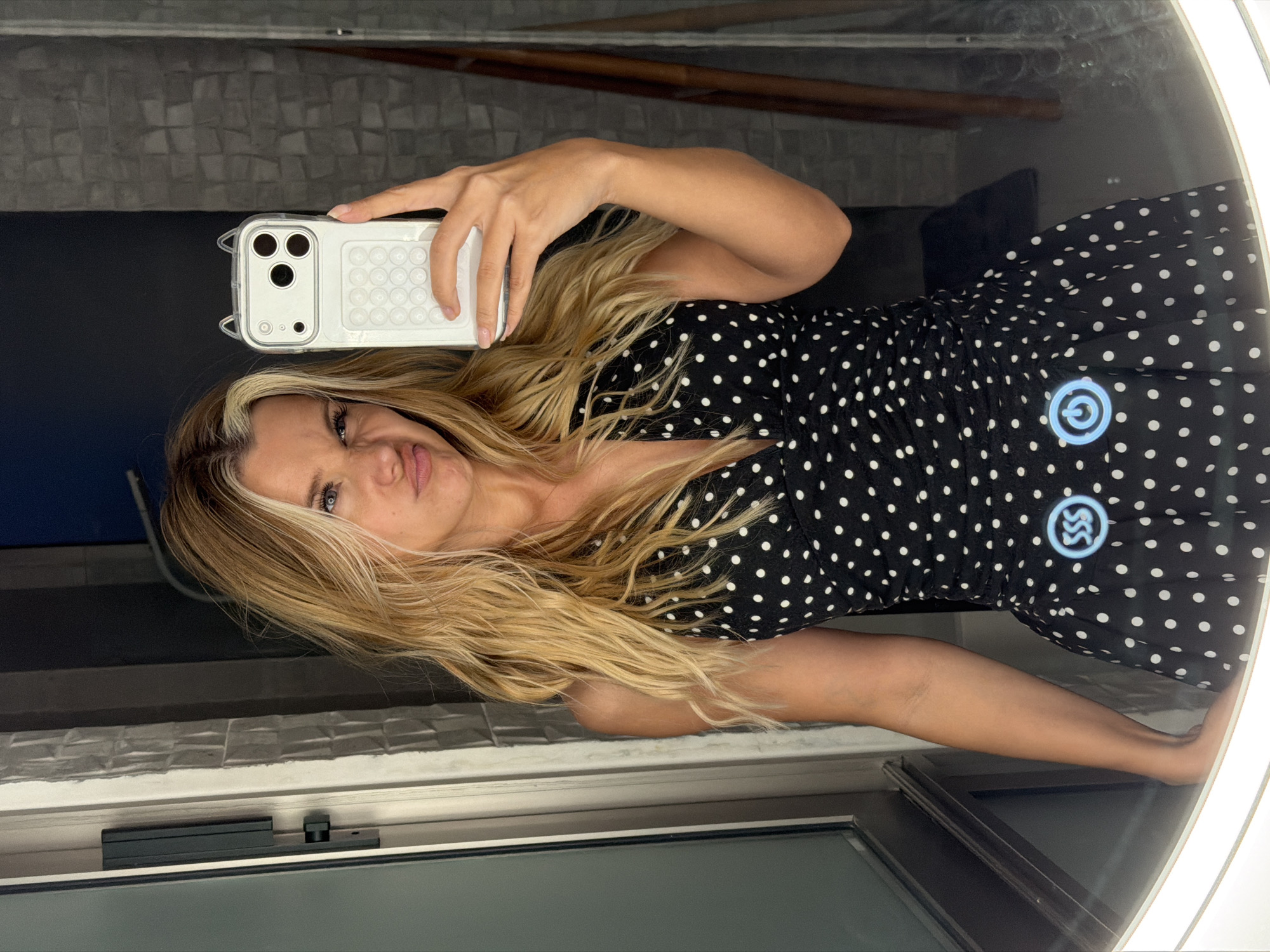 Playful bathroom selfie session in Thep Krasatti, Thailand