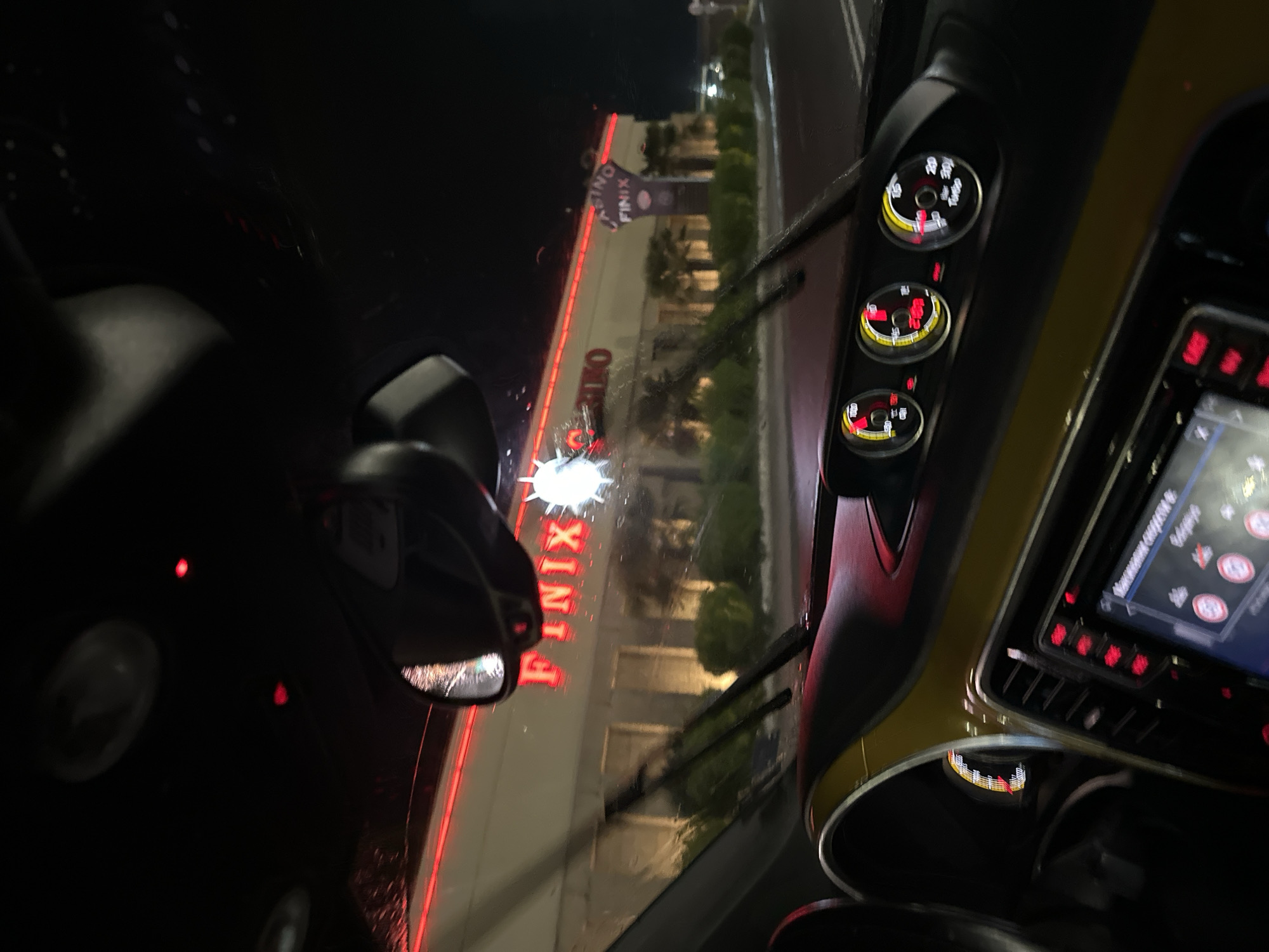 Night driving through Kulata, Bulgaria with active wipers