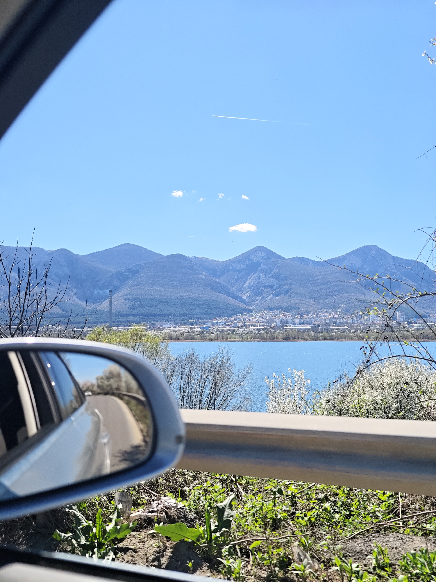 Driver captures spring roadside scenery while traveling through Vratsa