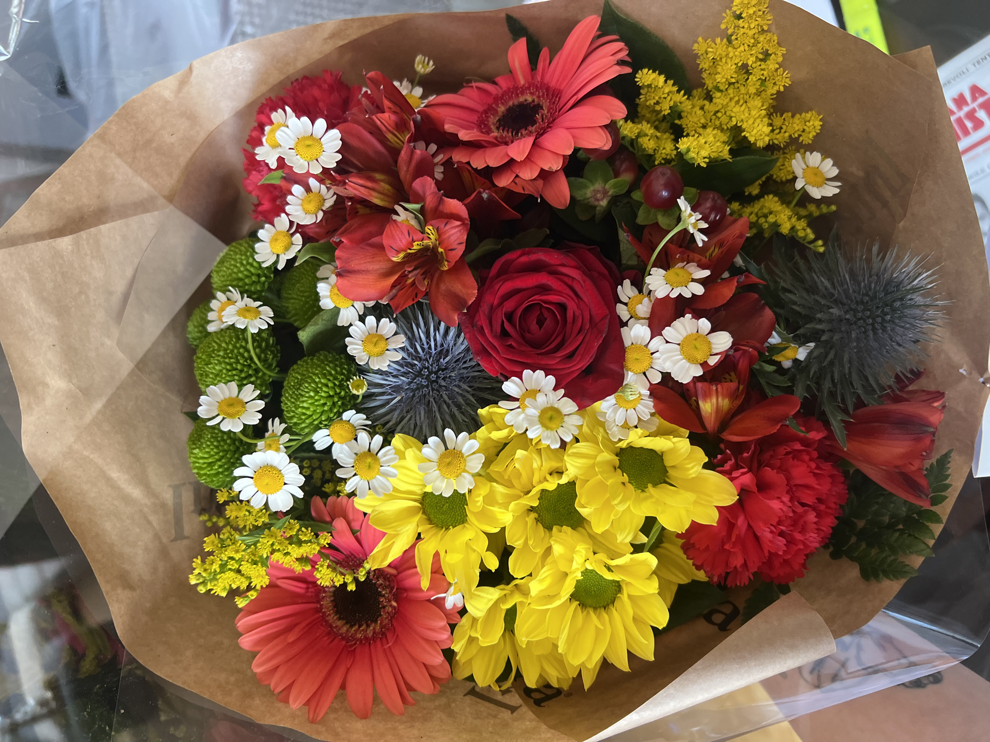 Vibrant mixed flower bouquet spotted in Milan