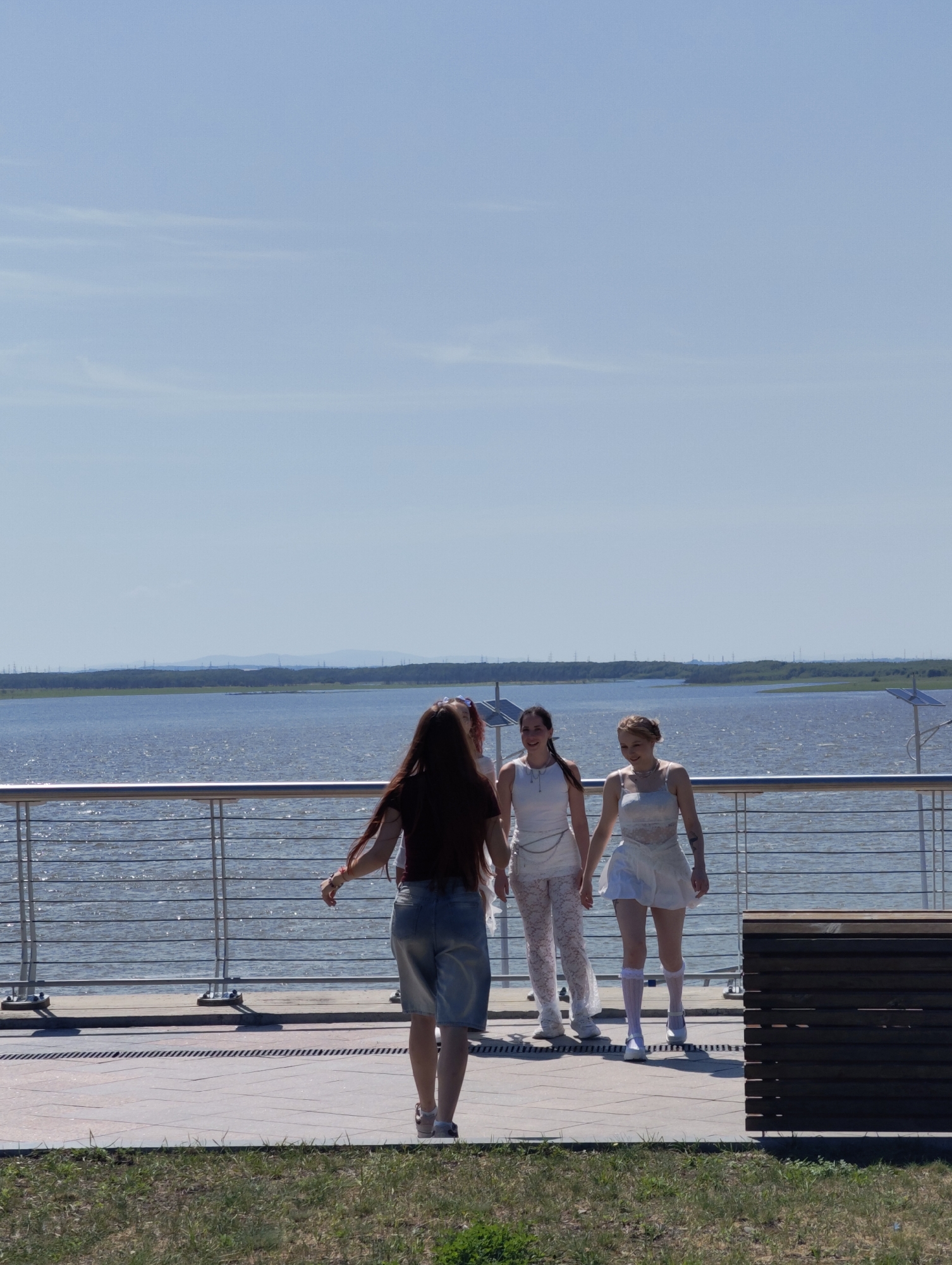 Sunny afternoon at a riverside plaza in Komsomolsk-on-Amur